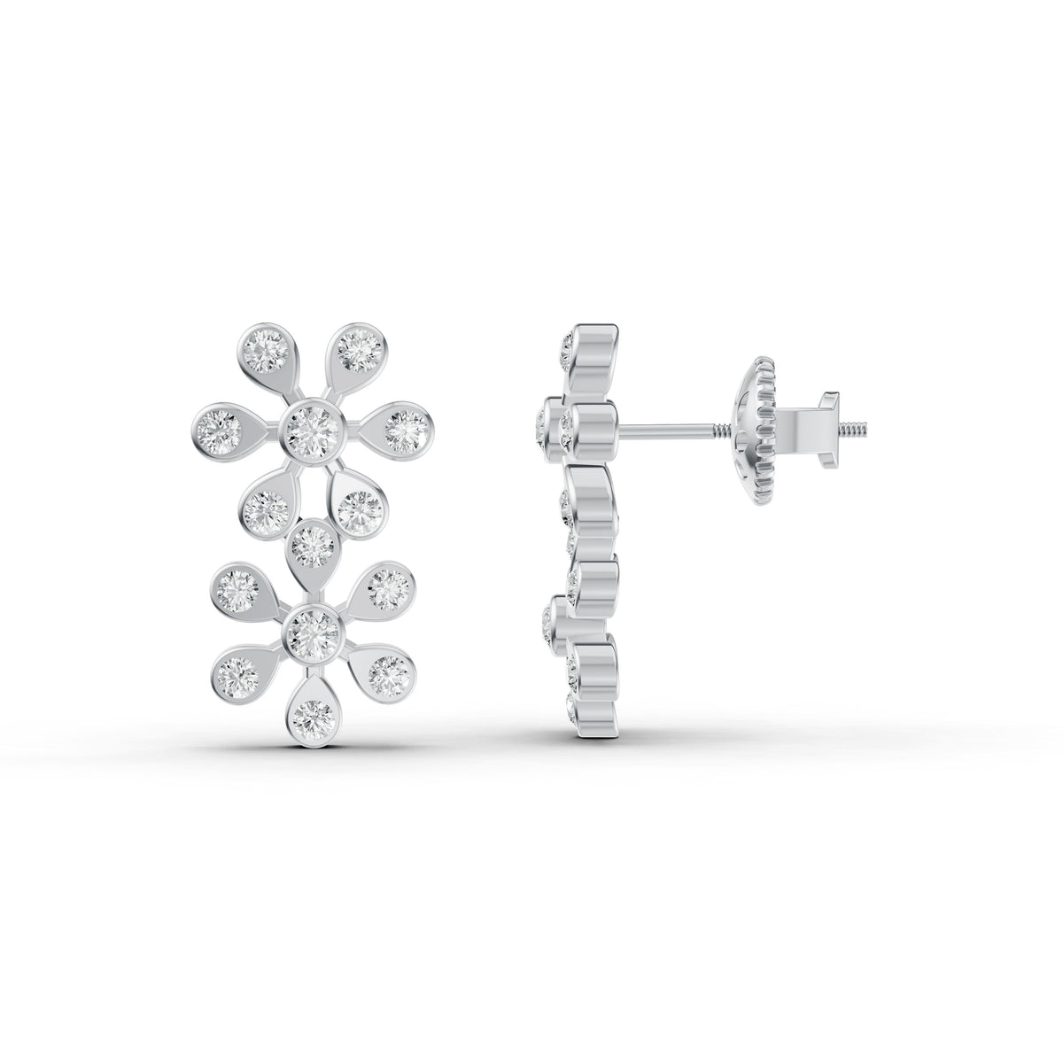 Daisy Cluster Diamond Stud Earrings