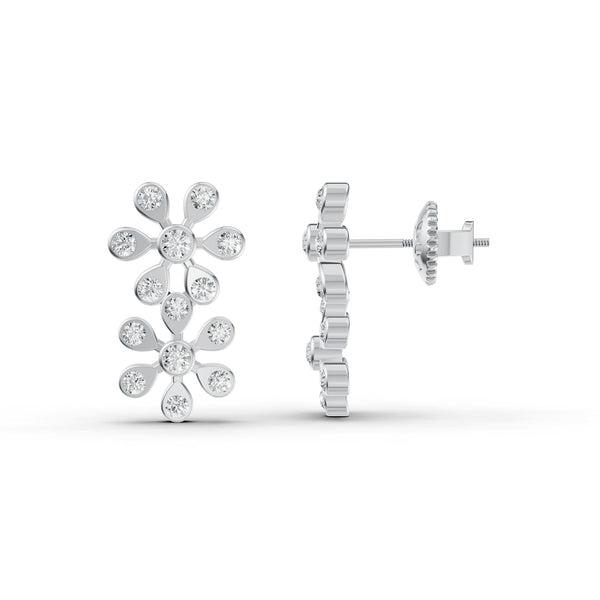 Daisy Cluster Diamond Stud Earrings