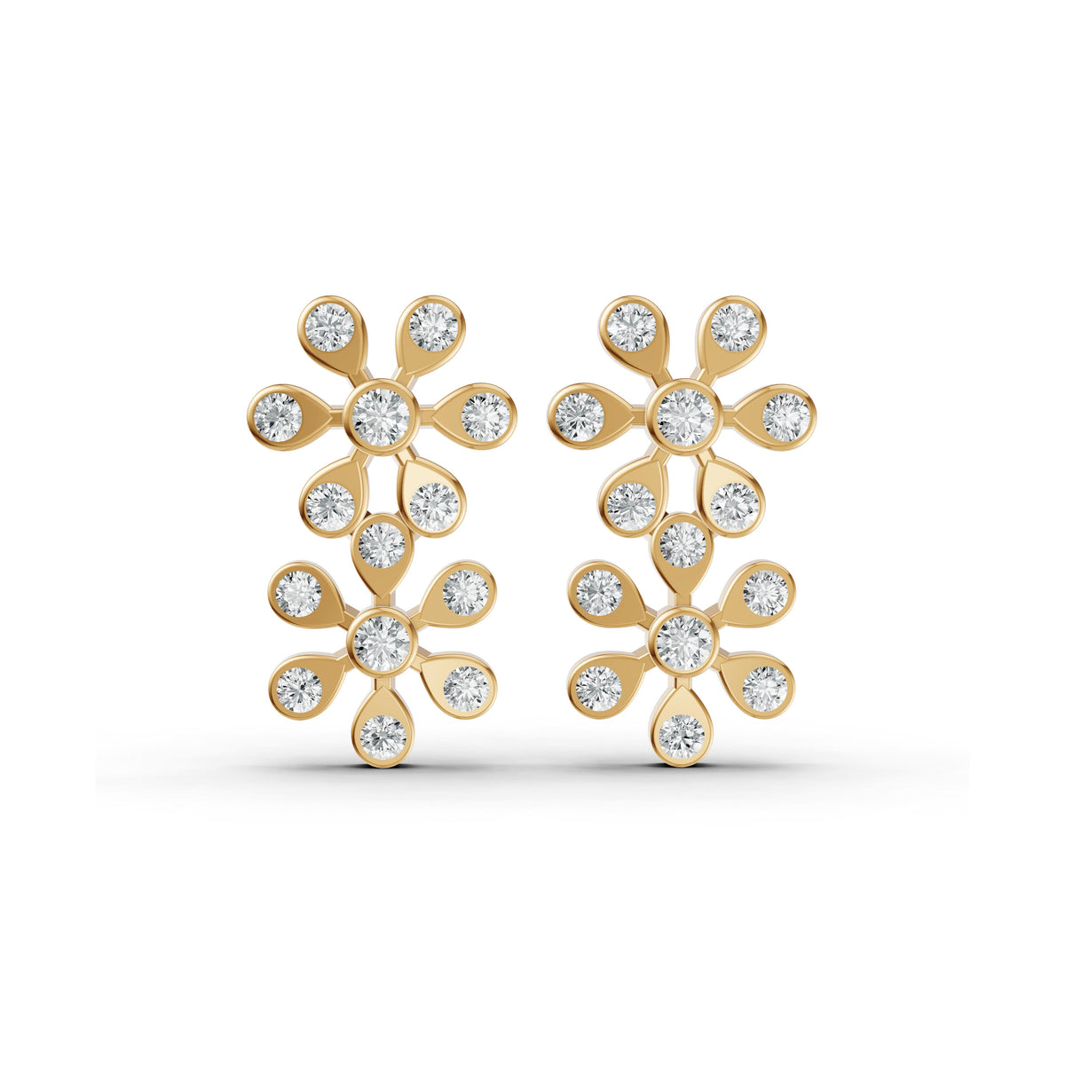 Daisy Cluster Diamond Stud Earrings