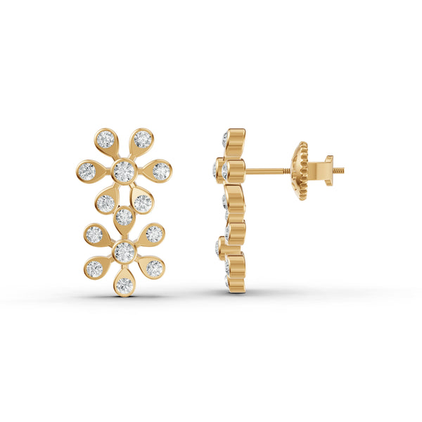 Daisy Cluster Diamond Stud Earrings