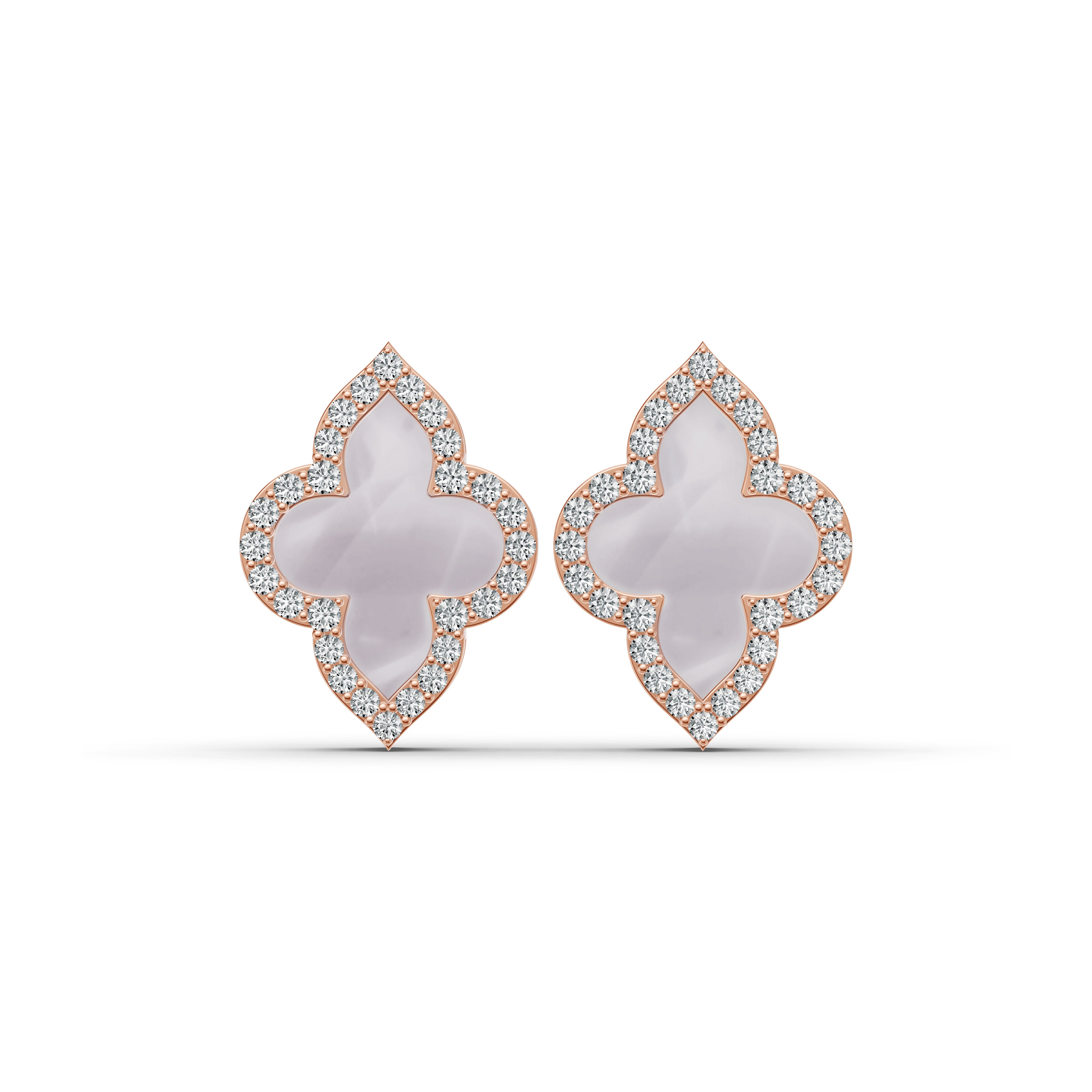 Timeless Clover Mother of Pearl Diamond Studs