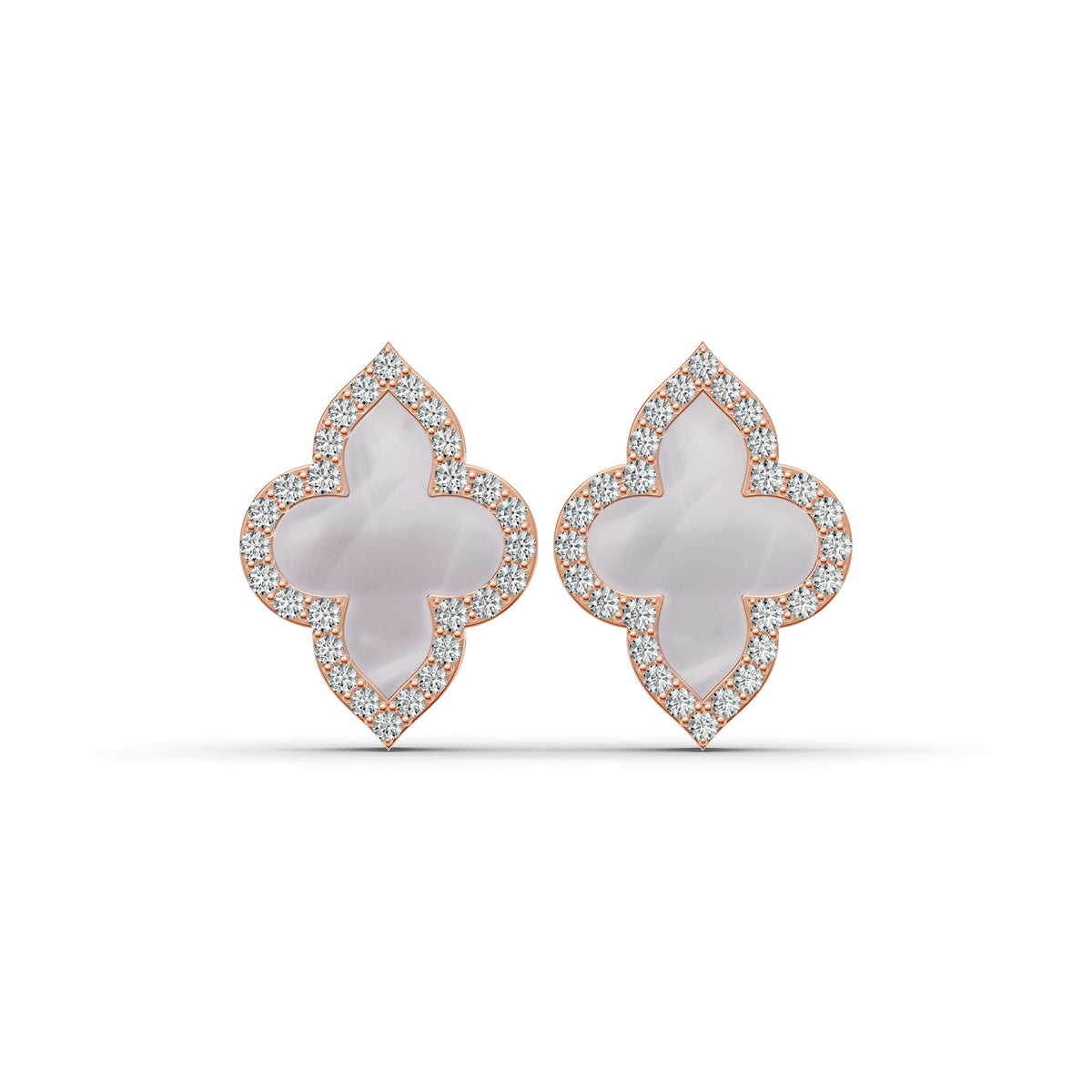Timeless Clover Mother of Pearl Diamond Studs