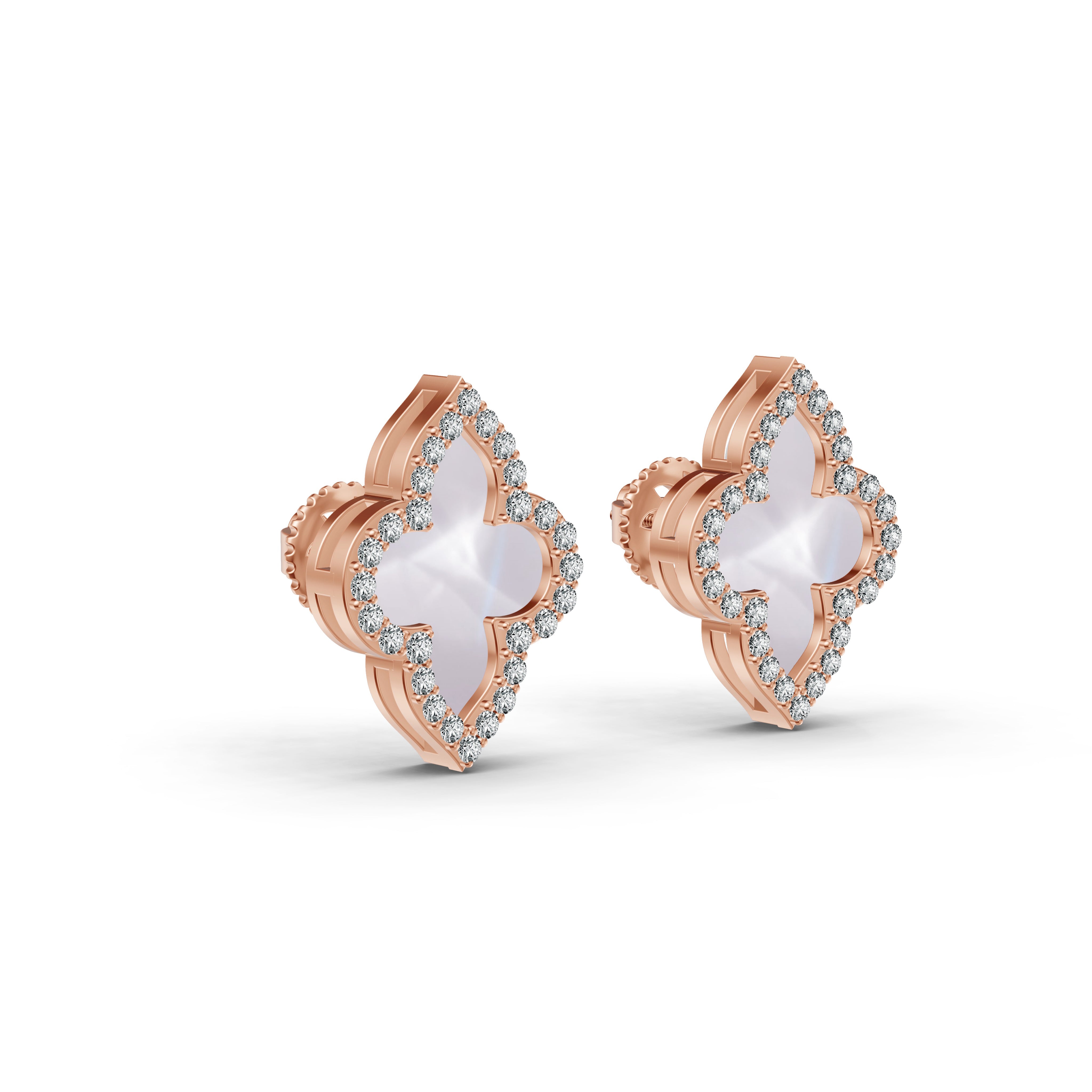 Timeless Clover Mother of Pearl Diamond Studs