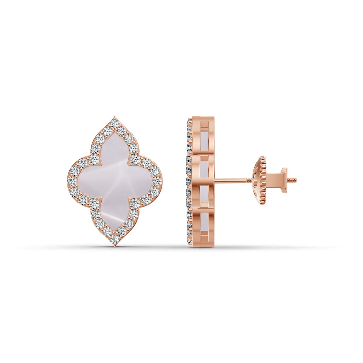 Timeless Clover Mother of Pearl Diamond Studs