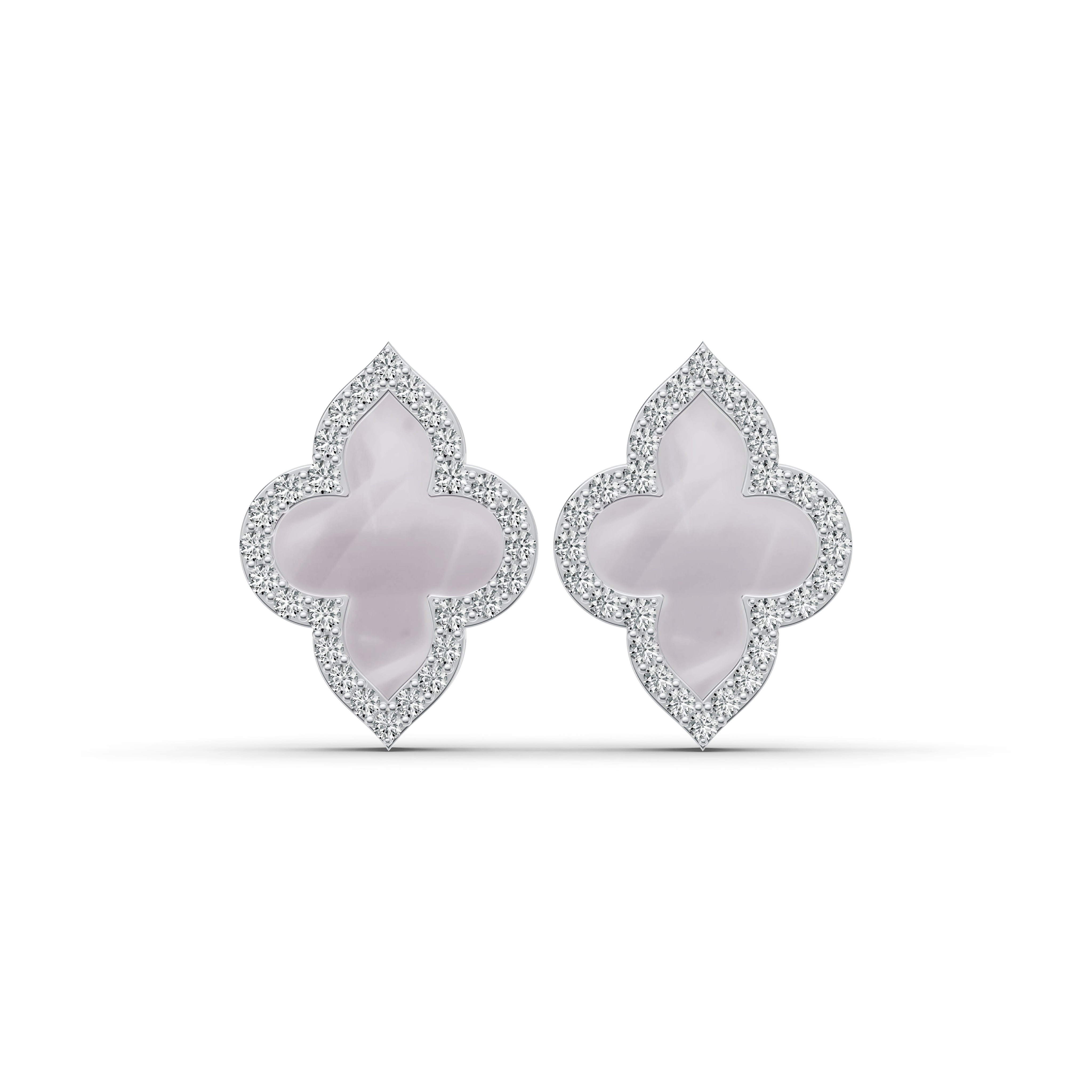 Timeless Clover Mother of Pearl Diamond Studs