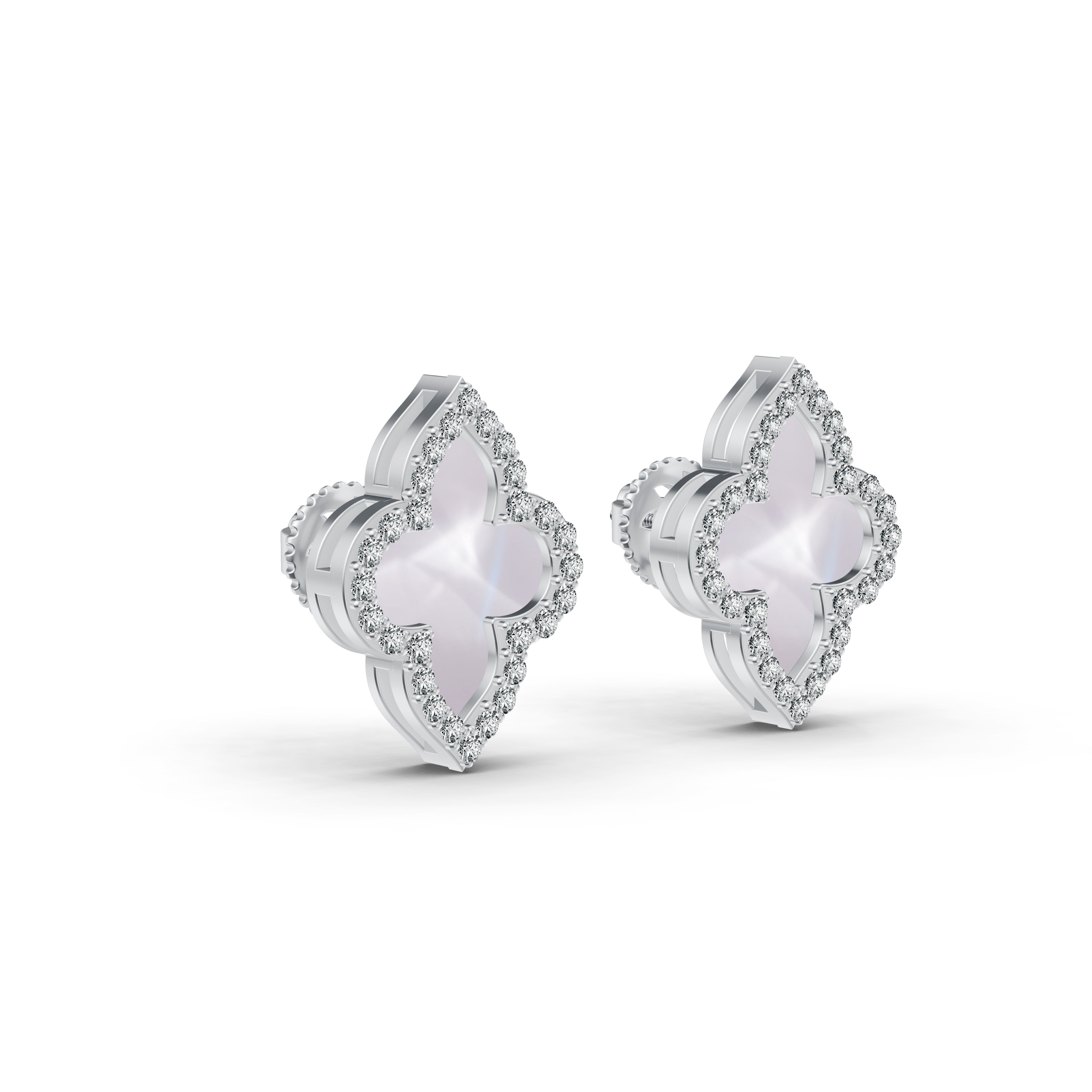 Timeless Clover Mother of Pearl Diamond Studs
