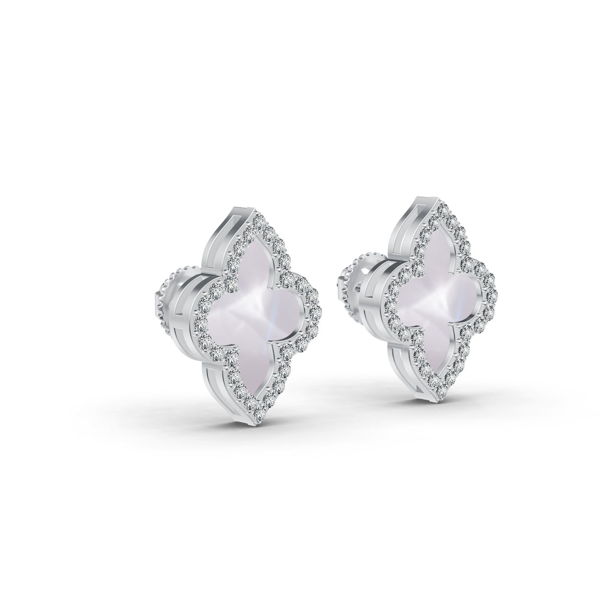 Timeless Clover Mother of Pearl Diamond Studs