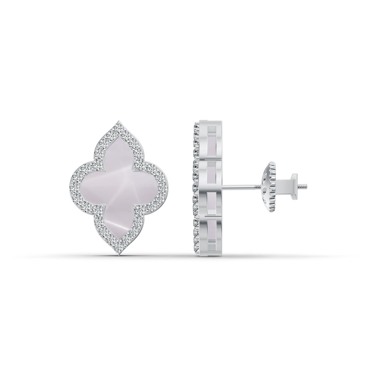 Timeless Clover Mother of Pearl Diamond Studs