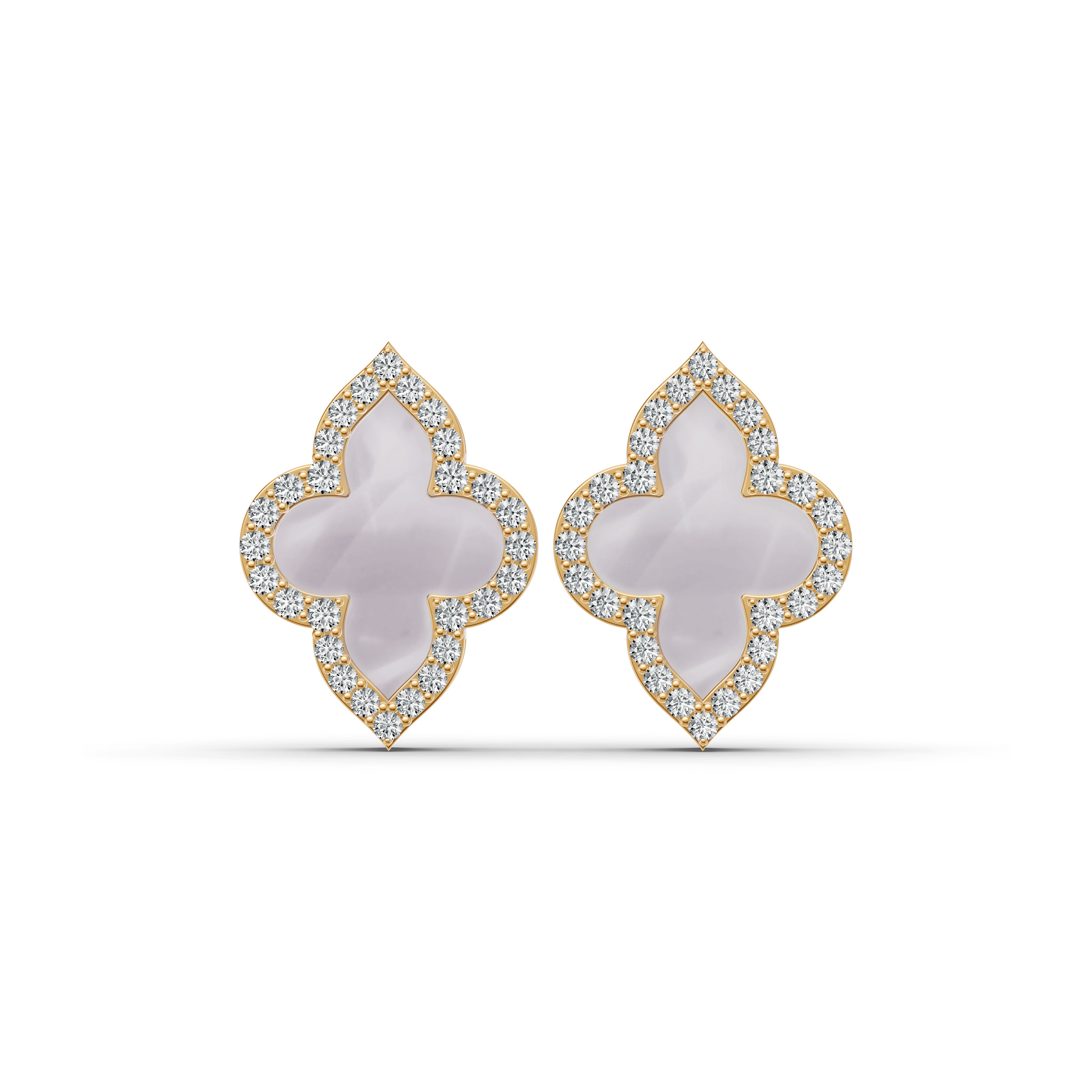 Timeless Clover Mother of Pearl Diamond Studs