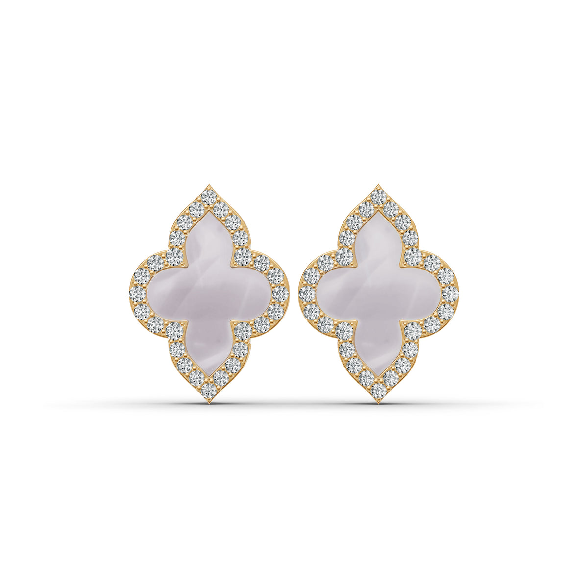 Timeless Clover Mother of Pearl Diamond Studs