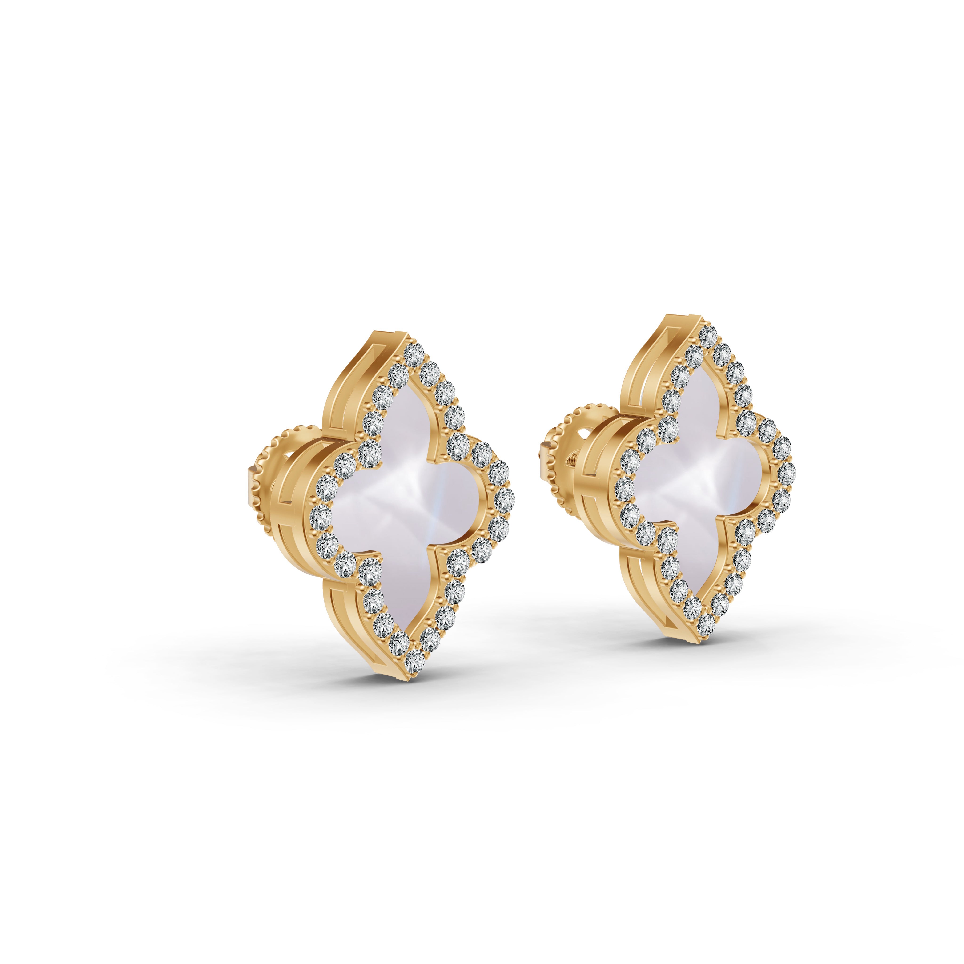 Timeless Clover Mother of Pearl Diamond Studs