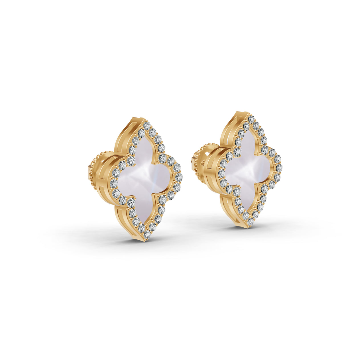 Timeless Clover Mother of Pearl Diamond Studs