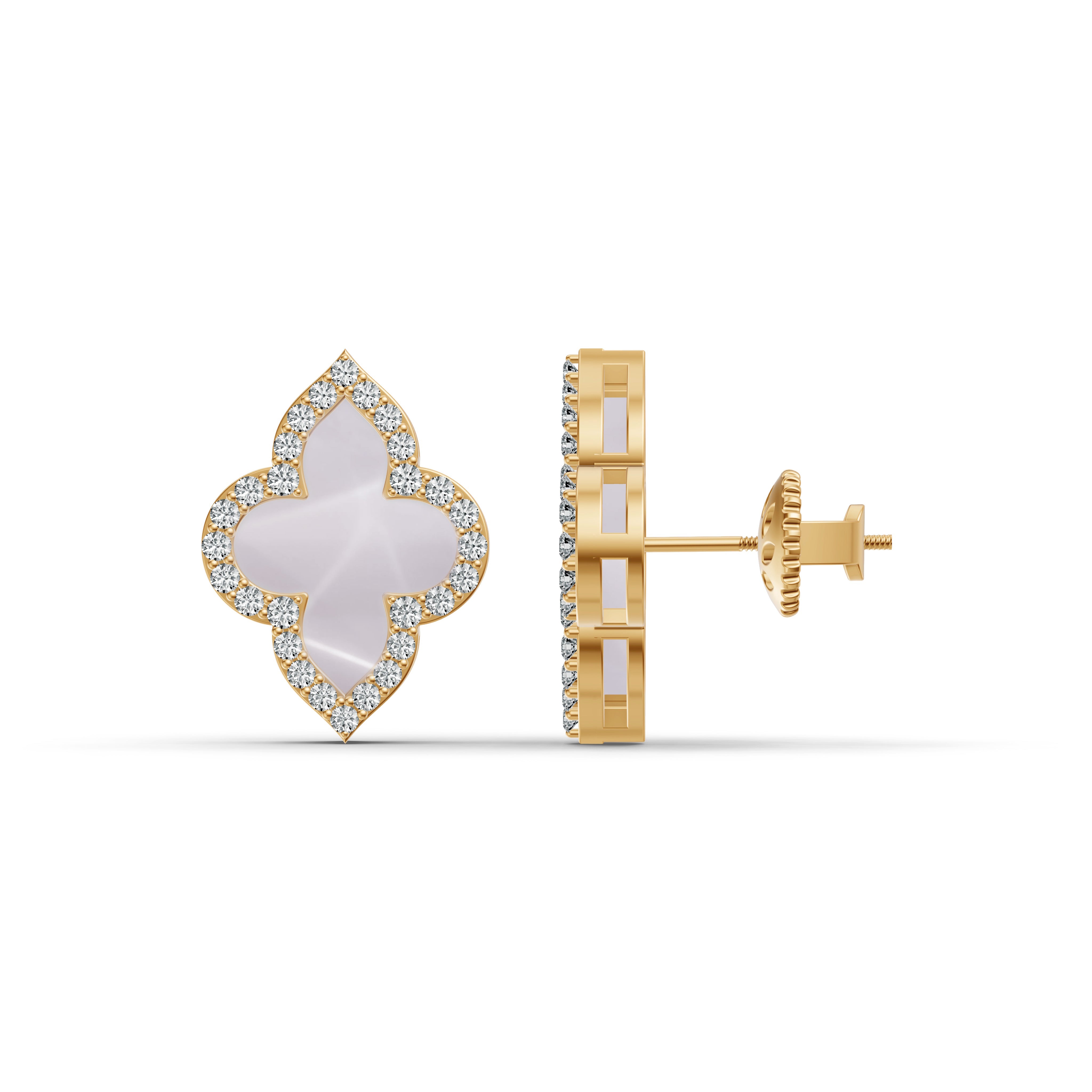 Timeless Clover Mother of Pearl Diamond Studs