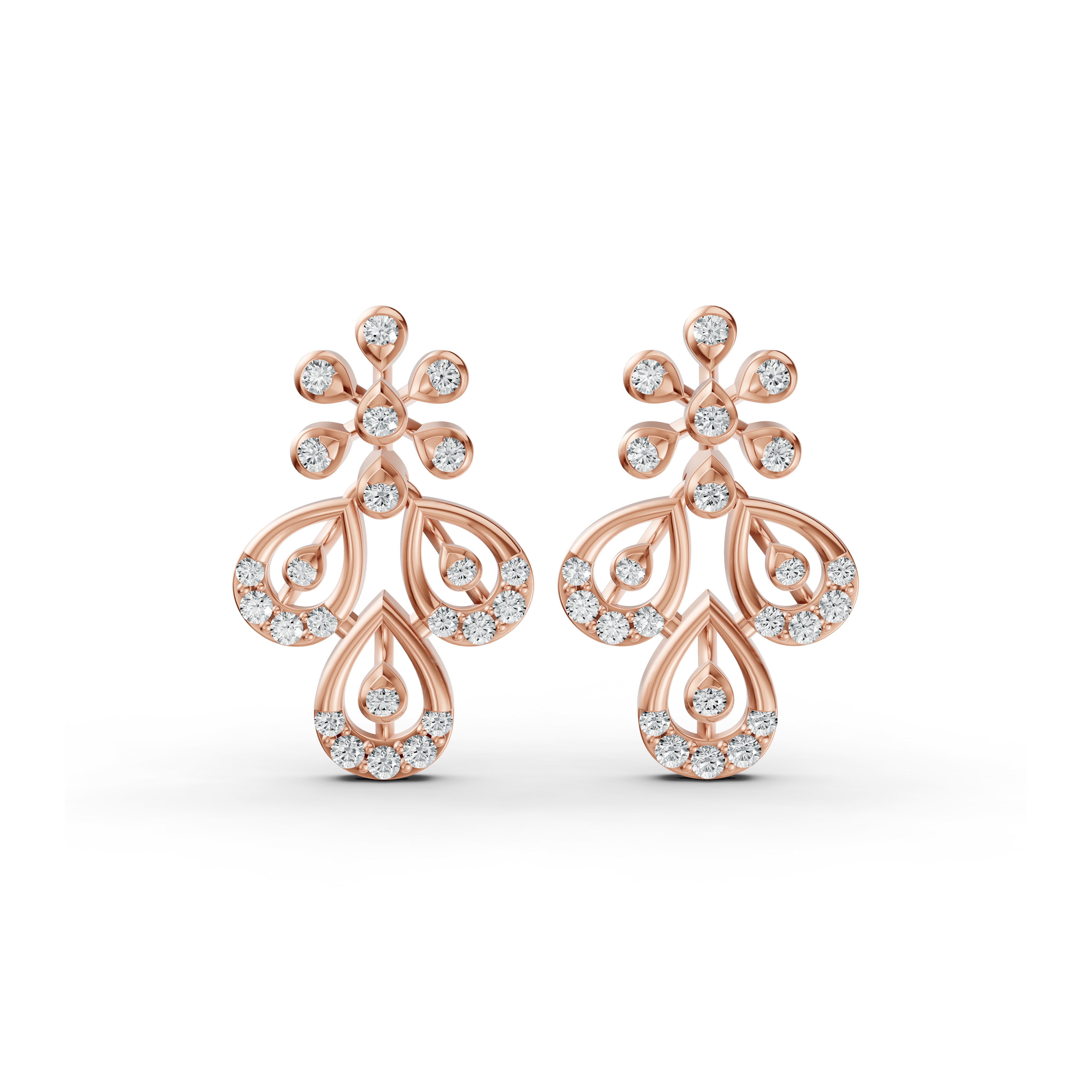 Floral Chandelier Diamond Stud Earrings