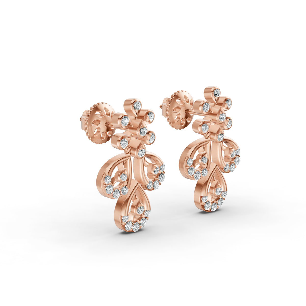 Floral Chandelier Diamond Stud Earrings