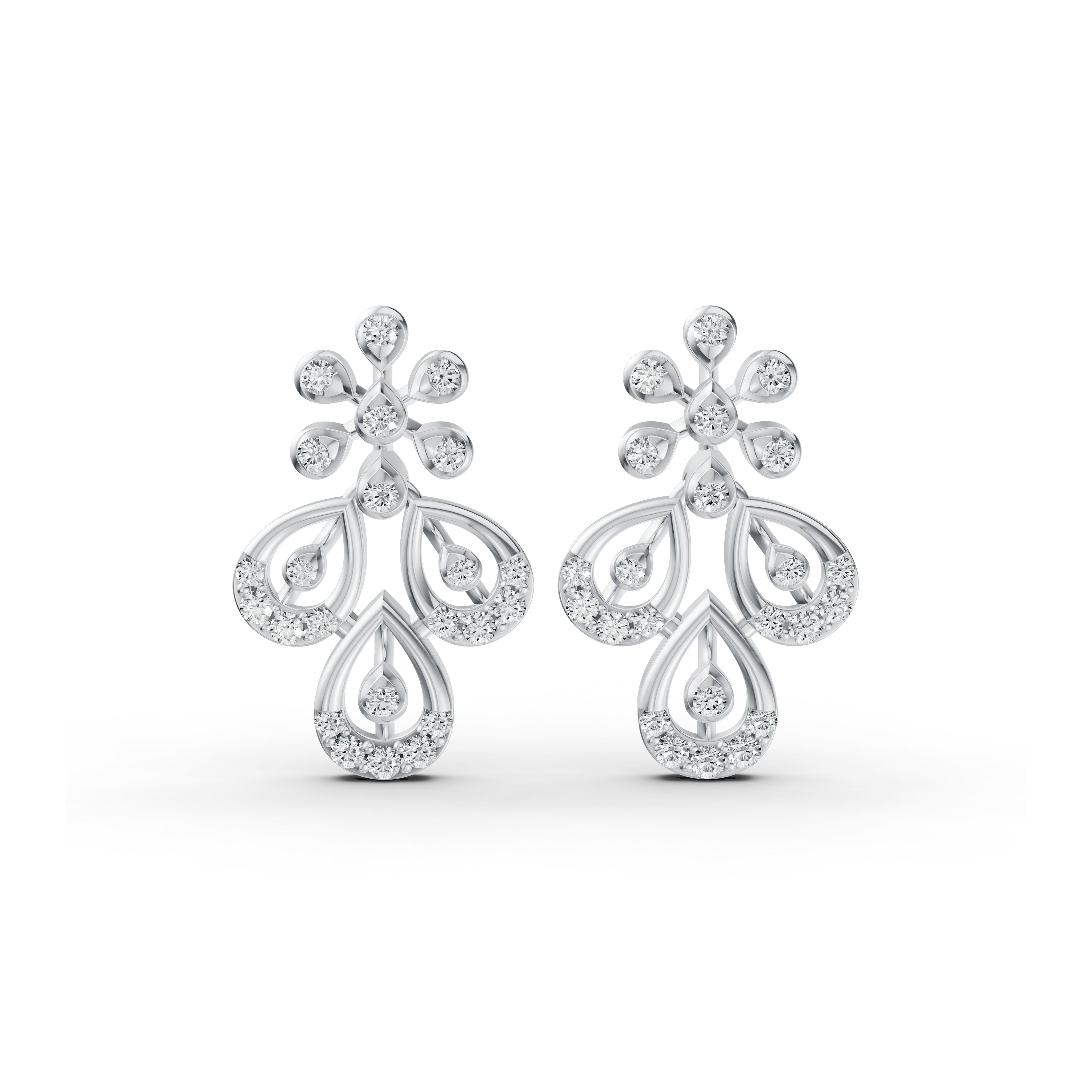 Floral Chandelier Diamond Stud Earrings