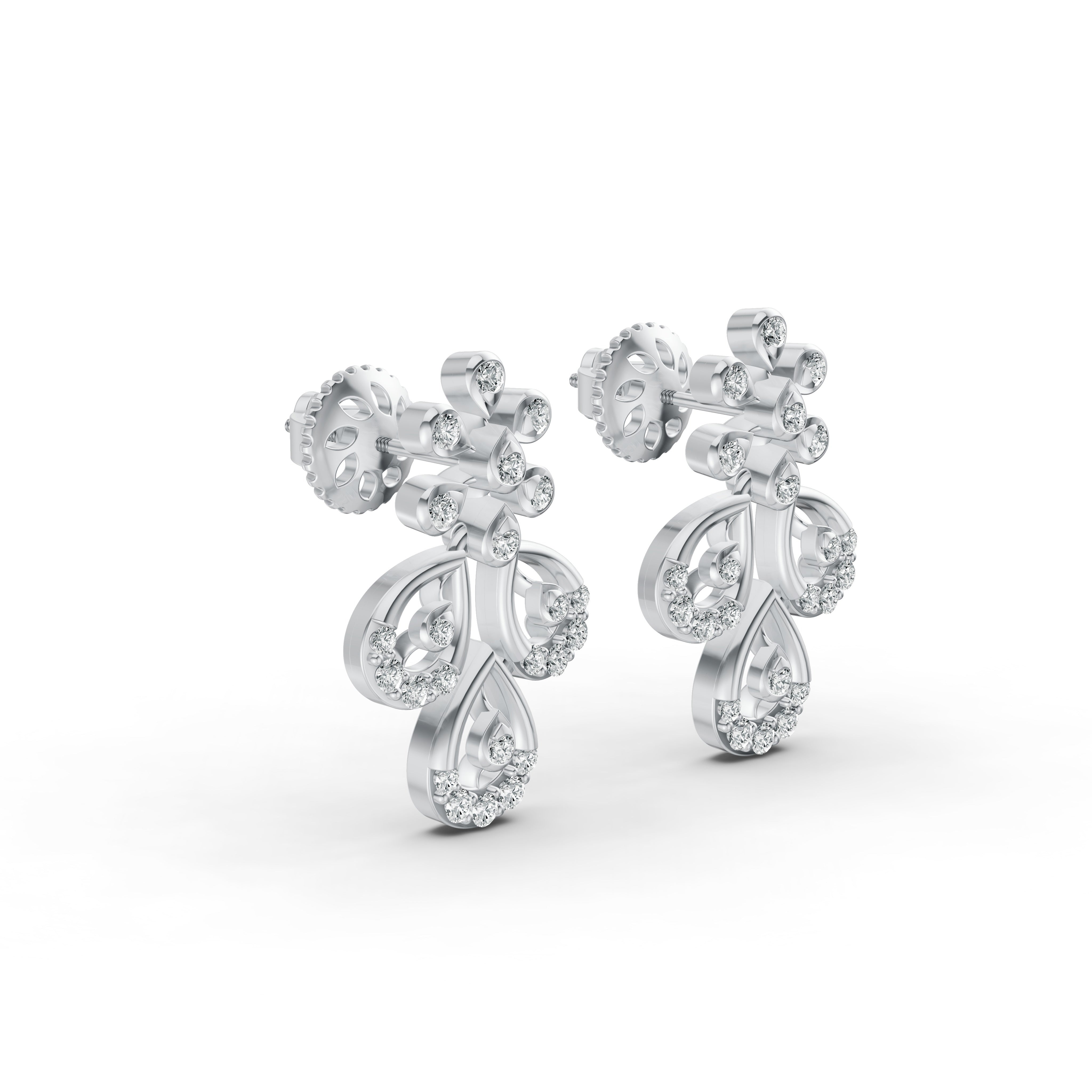 Floral Chandelier Diamond Stud Earrings