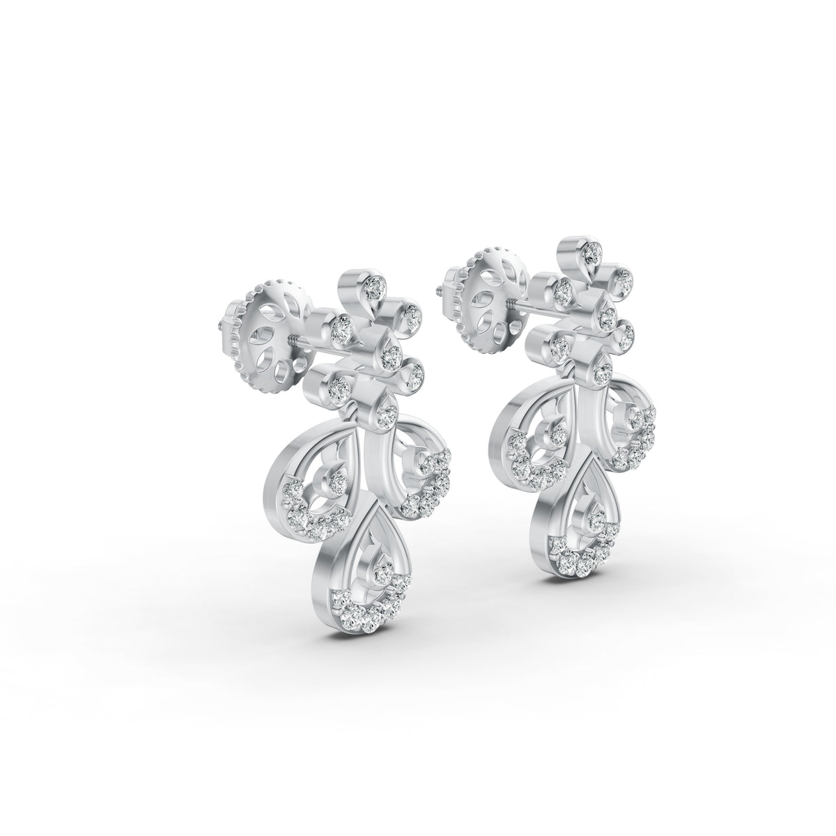 Floral Chandelier Diamond Stud Earrings