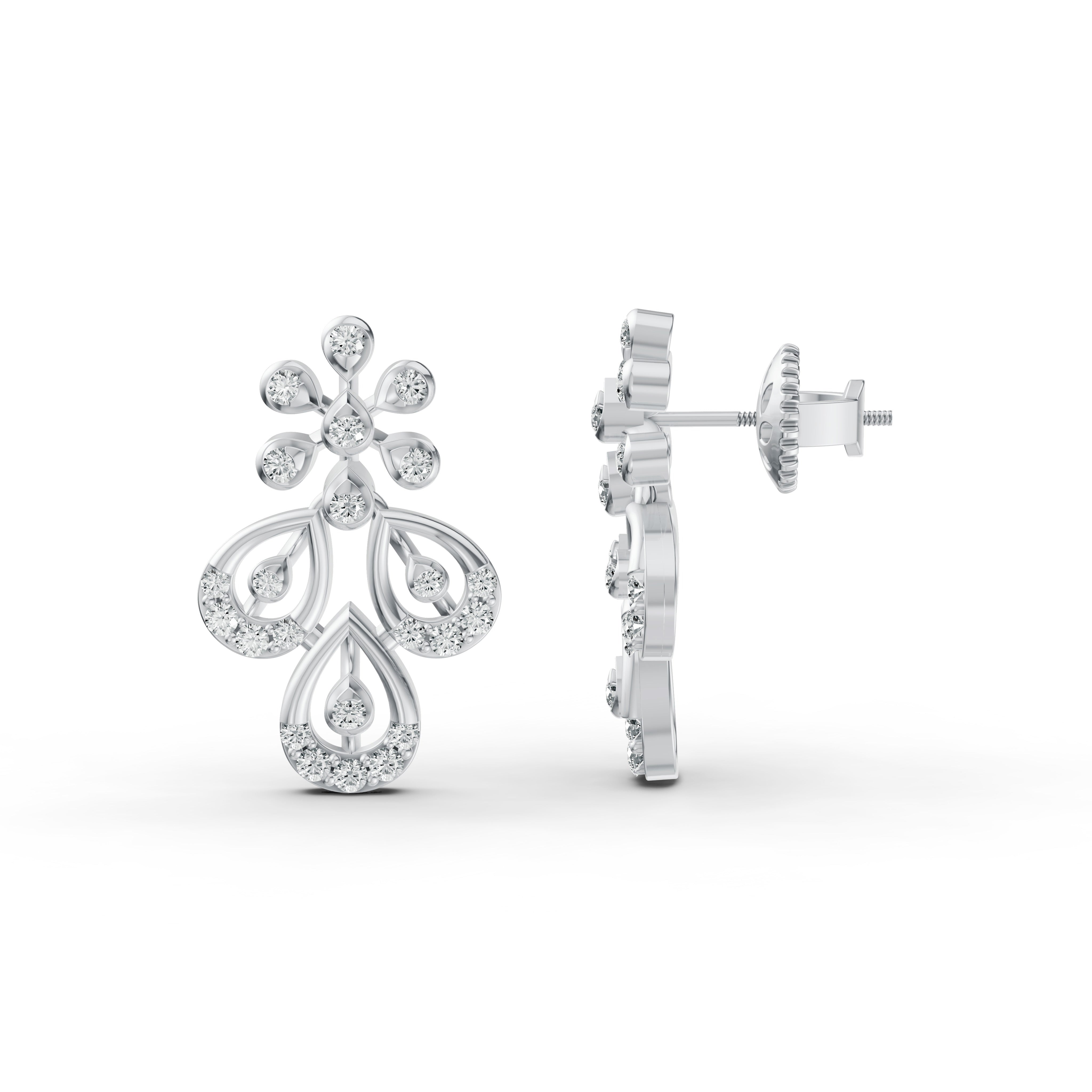 Floral Chandelier Diamond Stud Earrings