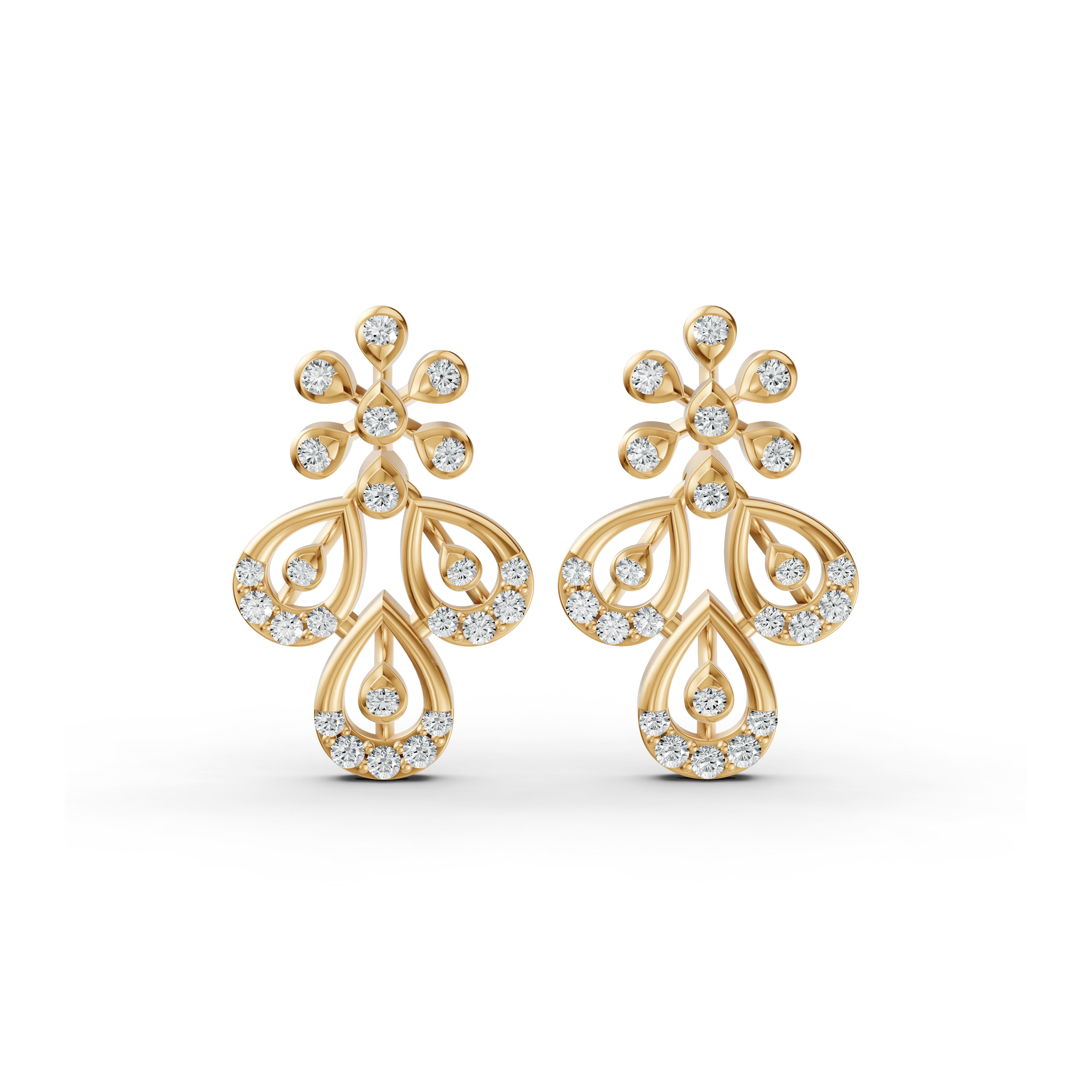 Floral Chandelier Diamond Stud Earrings