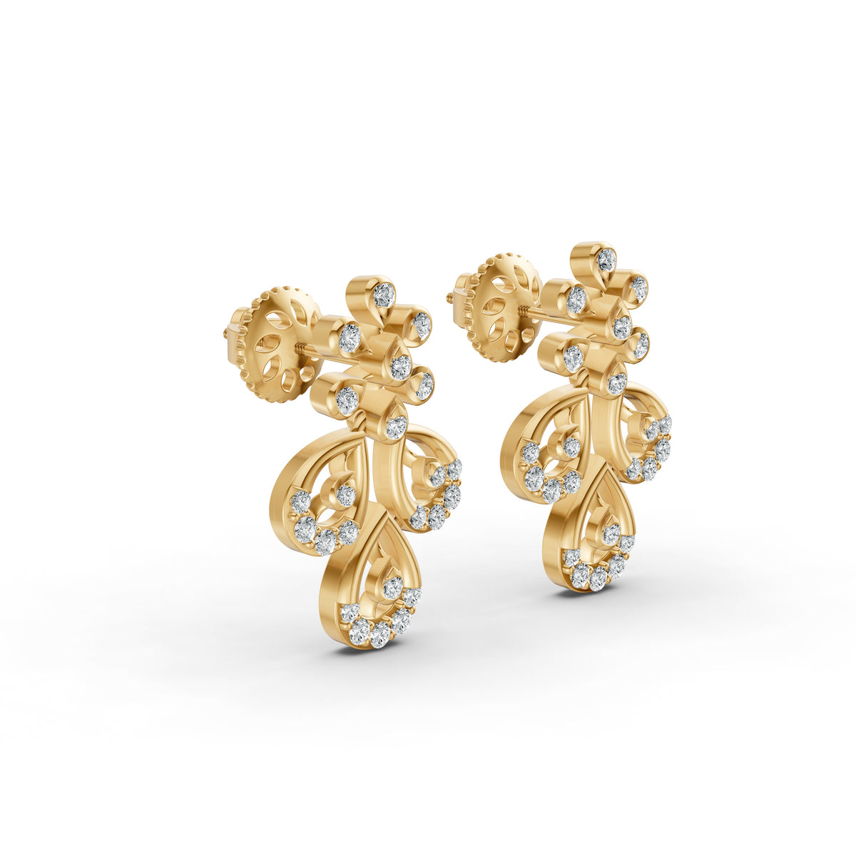 Floral Chandelier Diamond Stud Earrings