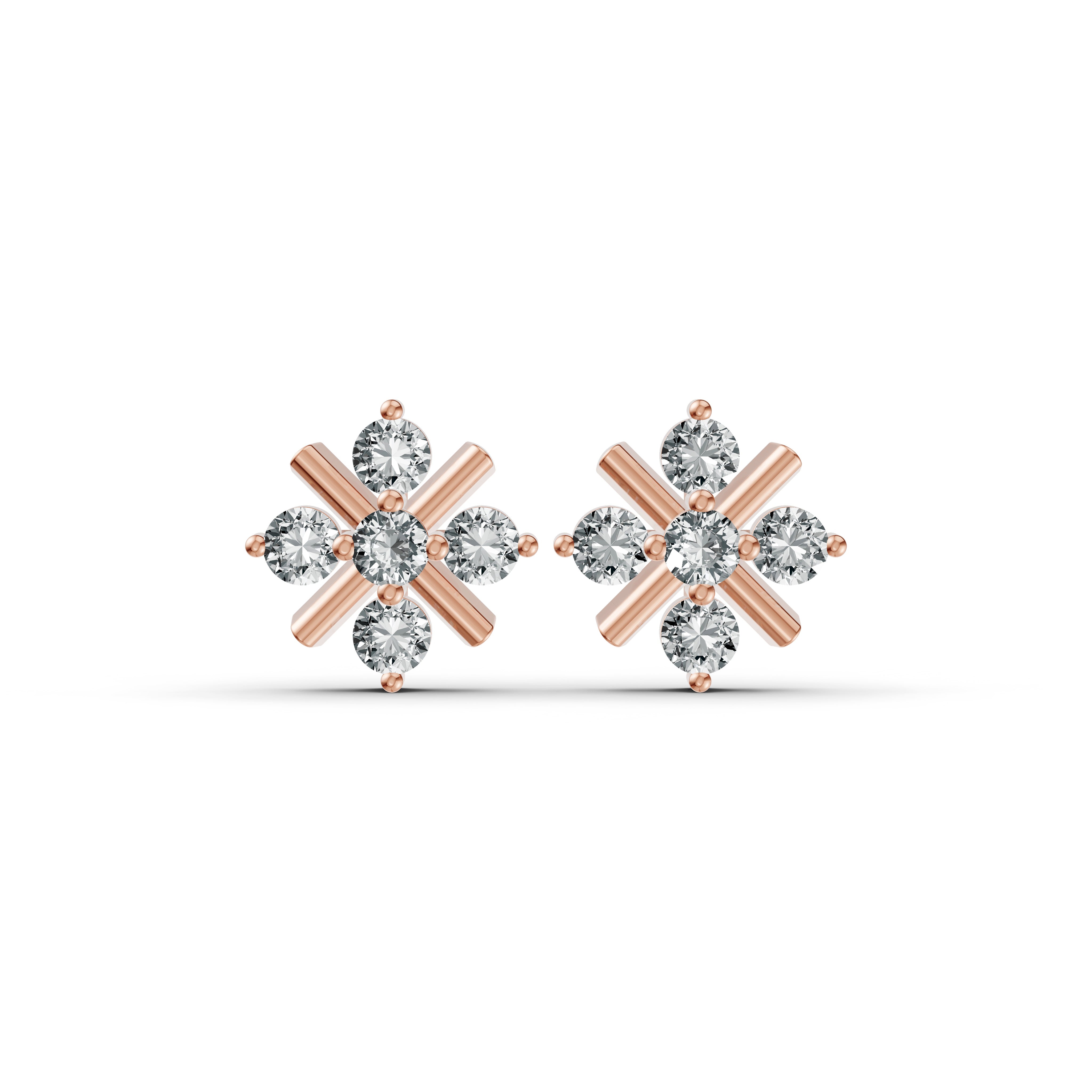 Snowflake Diamond Stud Earrings
