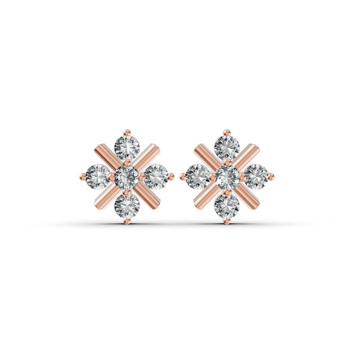 Snowflake Diamond Stud Earrings