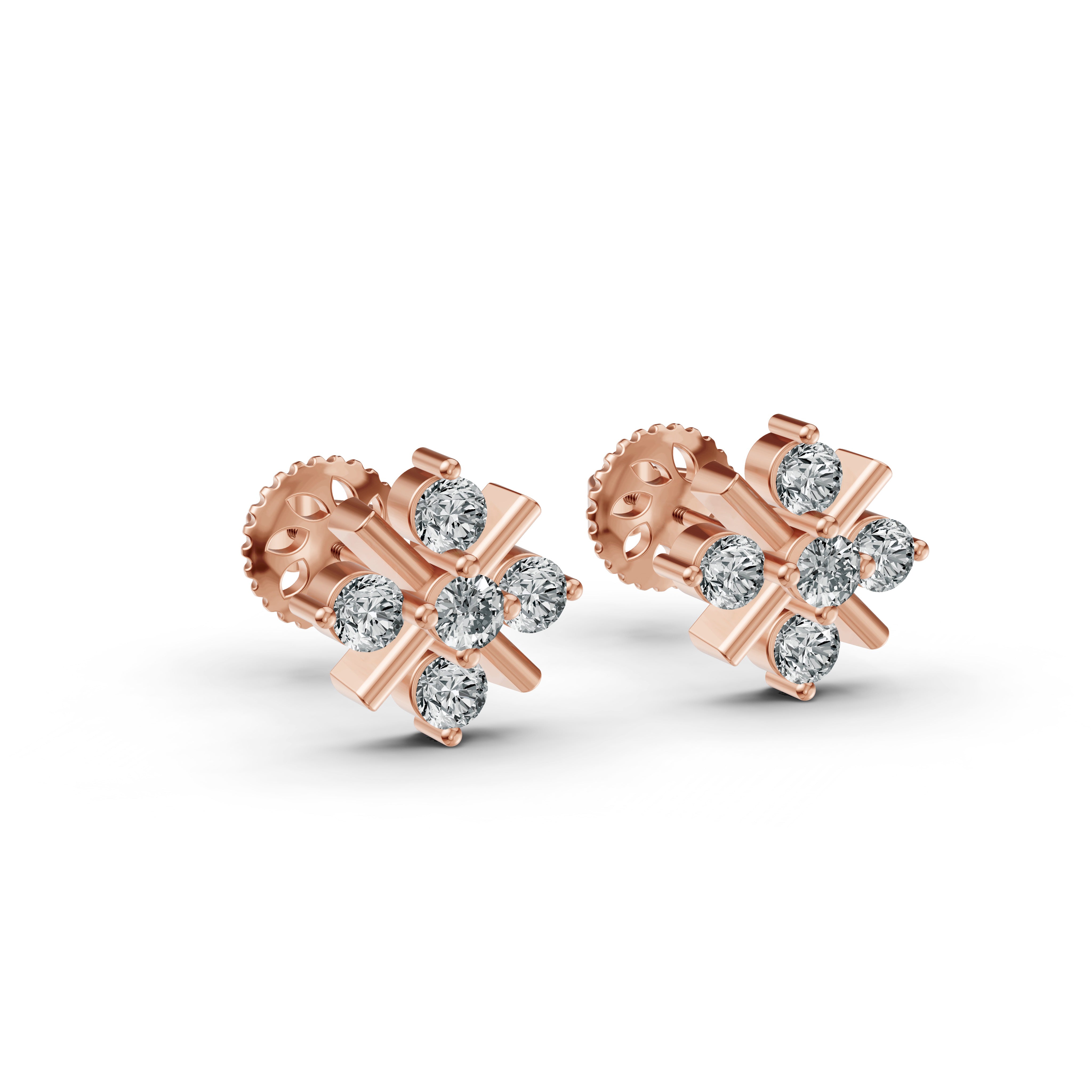Snowflake Diamond Stud Earrings