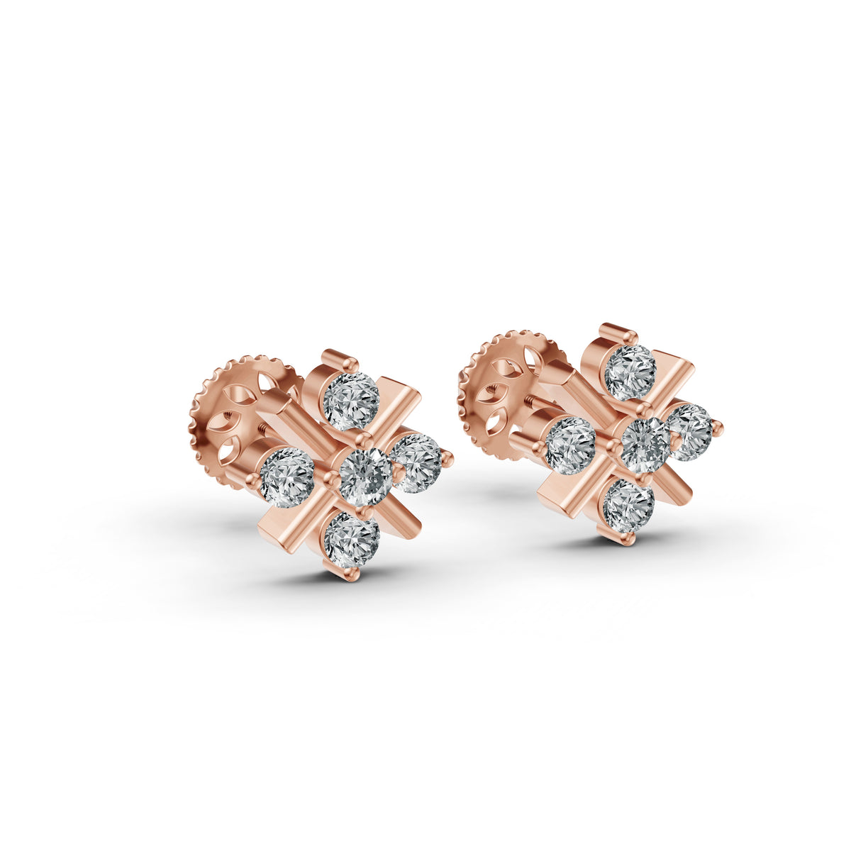 Snowflake Diamond Stud Earrings