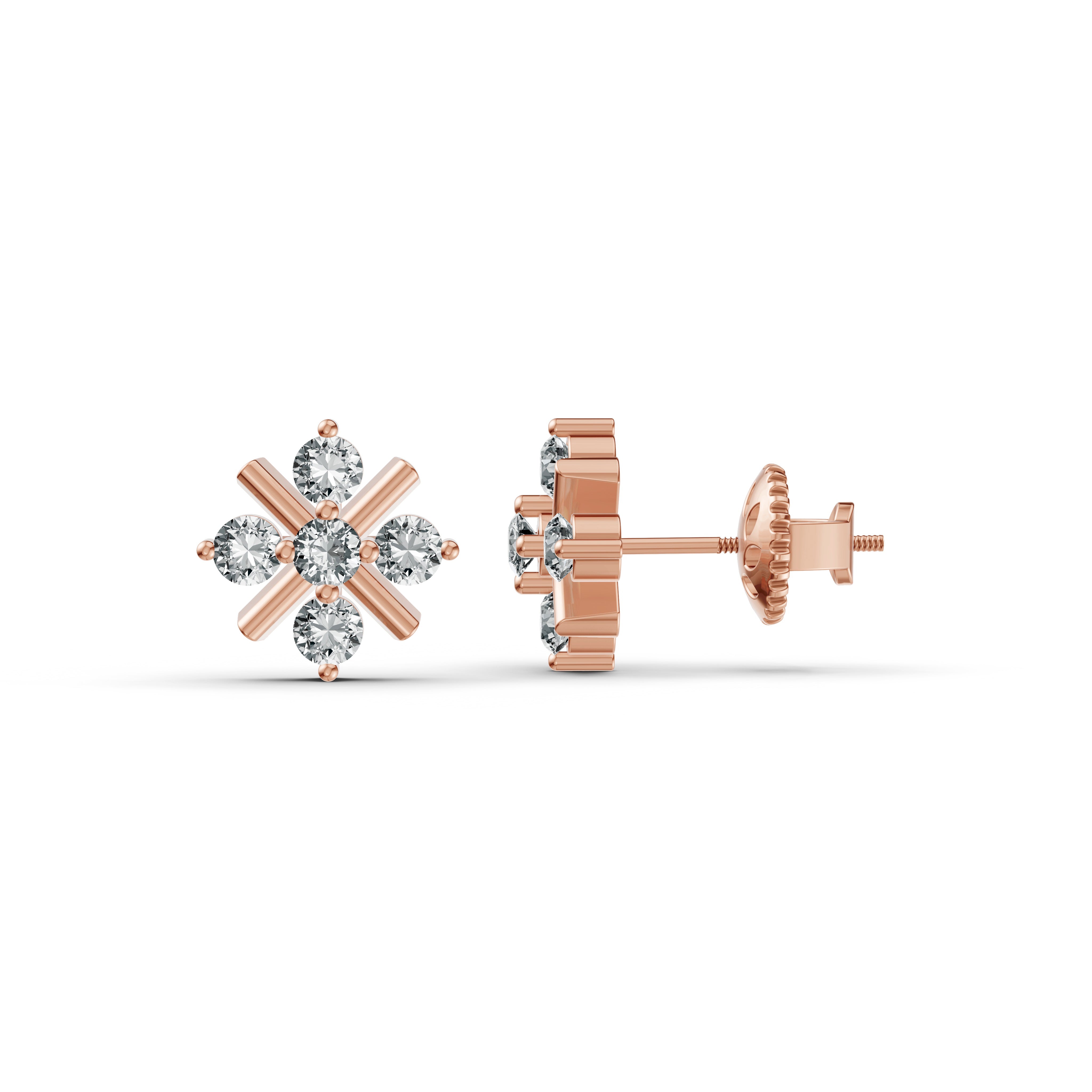 Snowflake Diamond Stud Earrings
