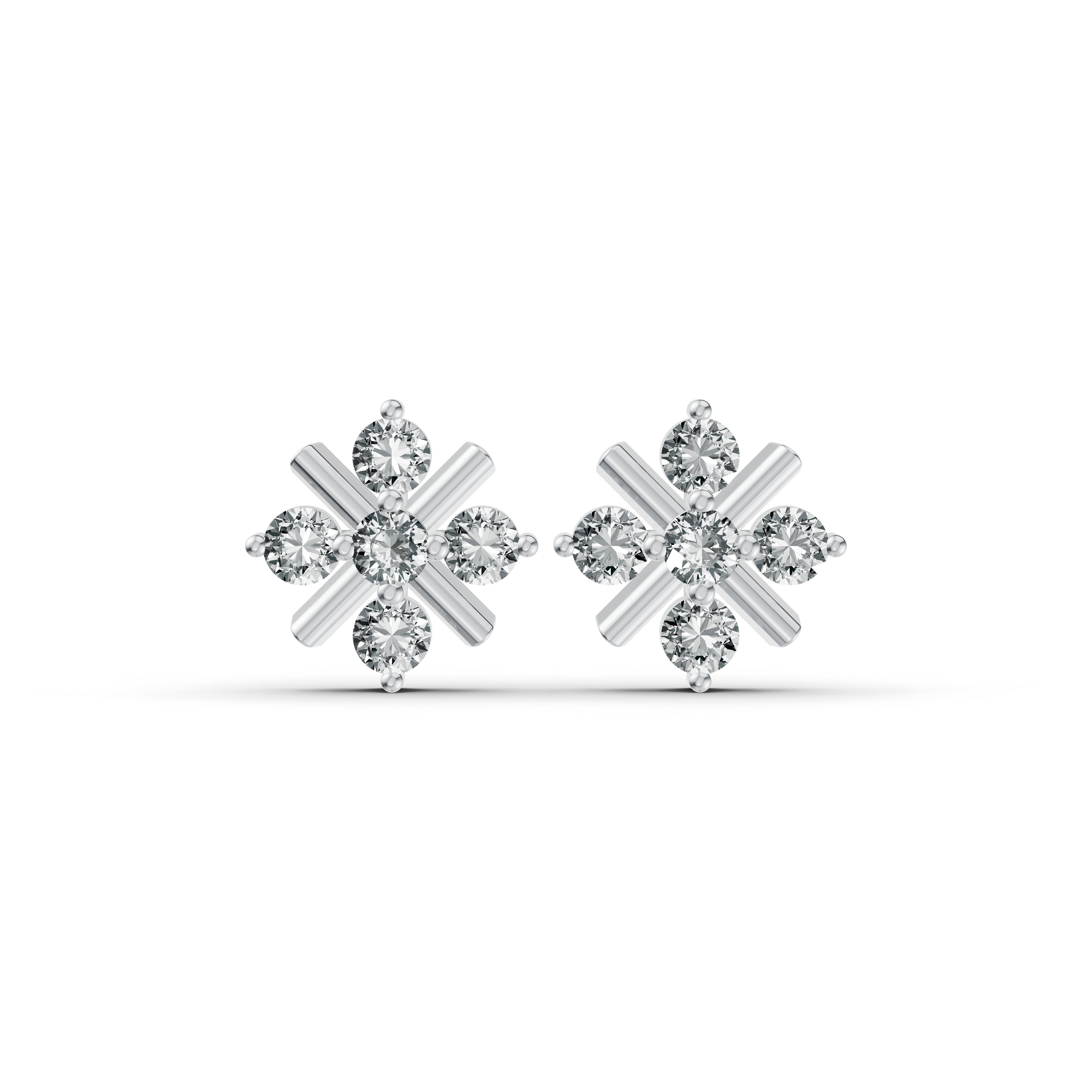 Snowflake Diamond Stud Earrings