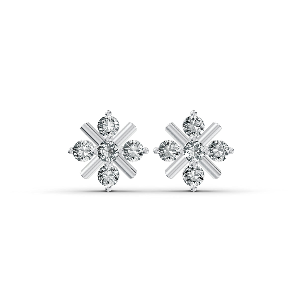 Snowflake Diamond Stud Earrings