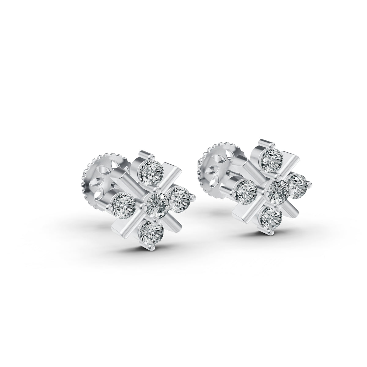 Snowflake Diamond Stud Earrings