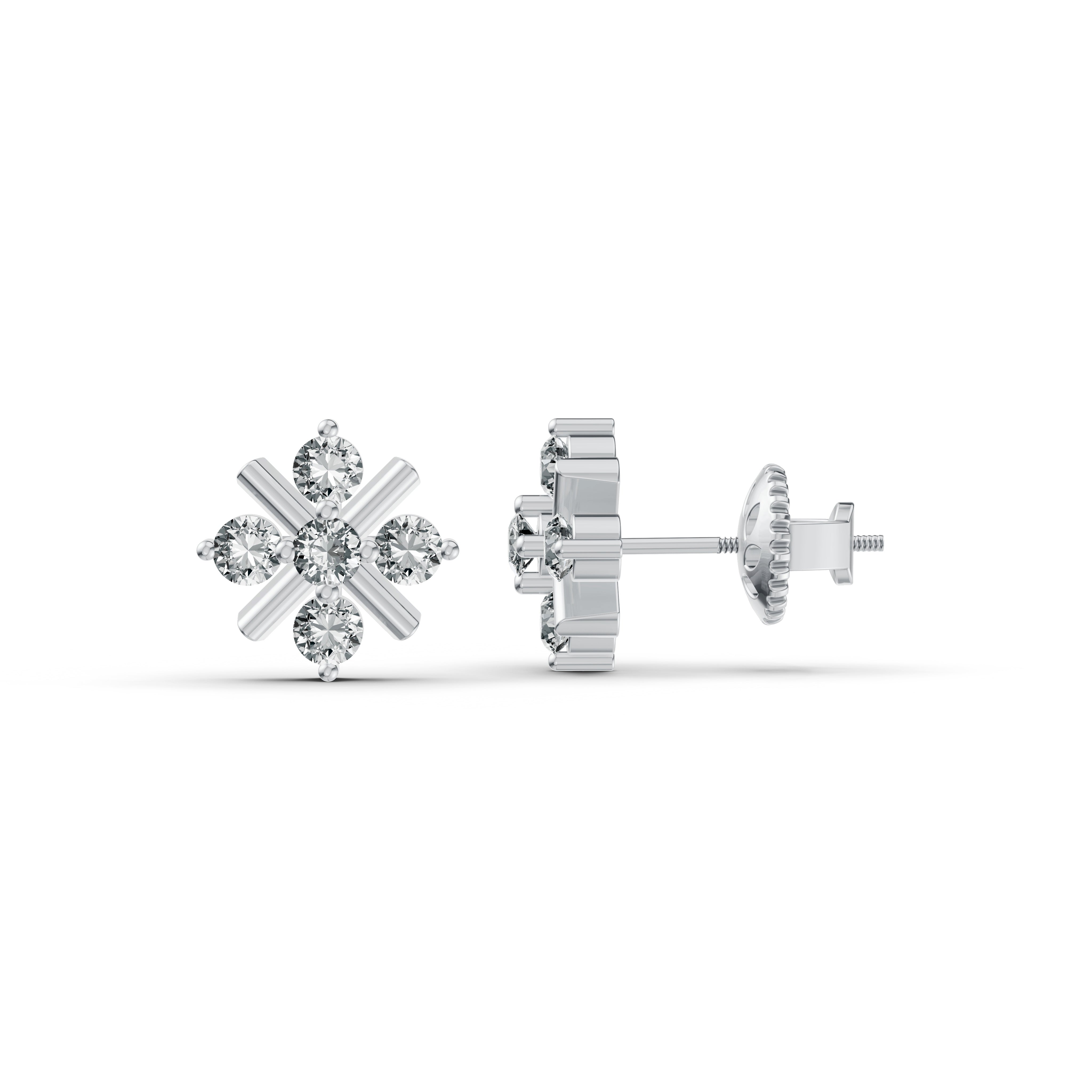 Snowflake Diamond Stud Earrings