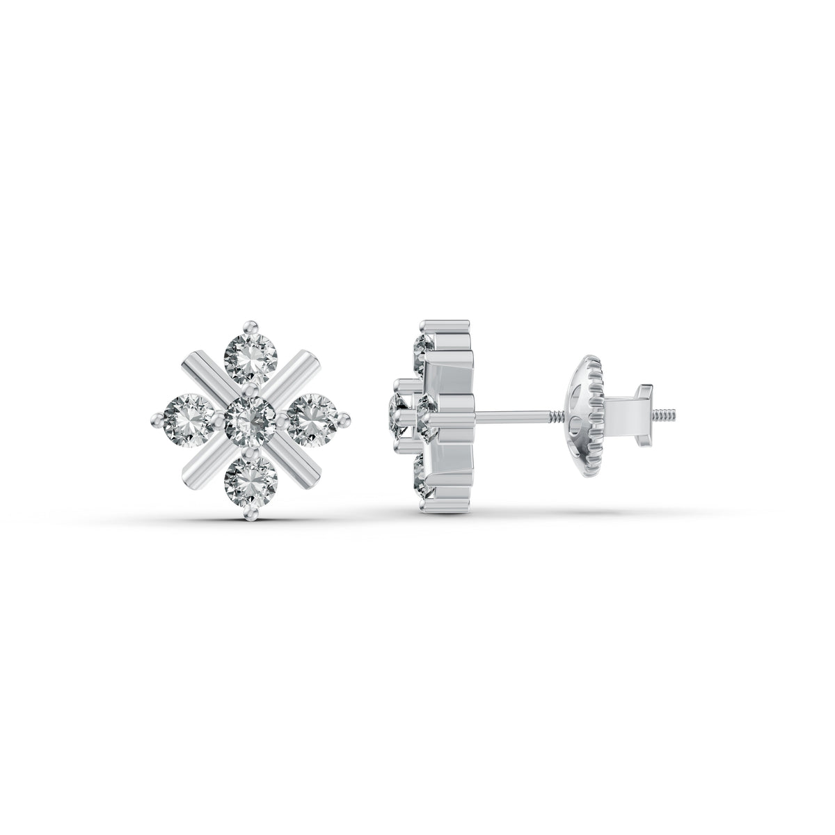 Snowflake Diamond Stud Earrings