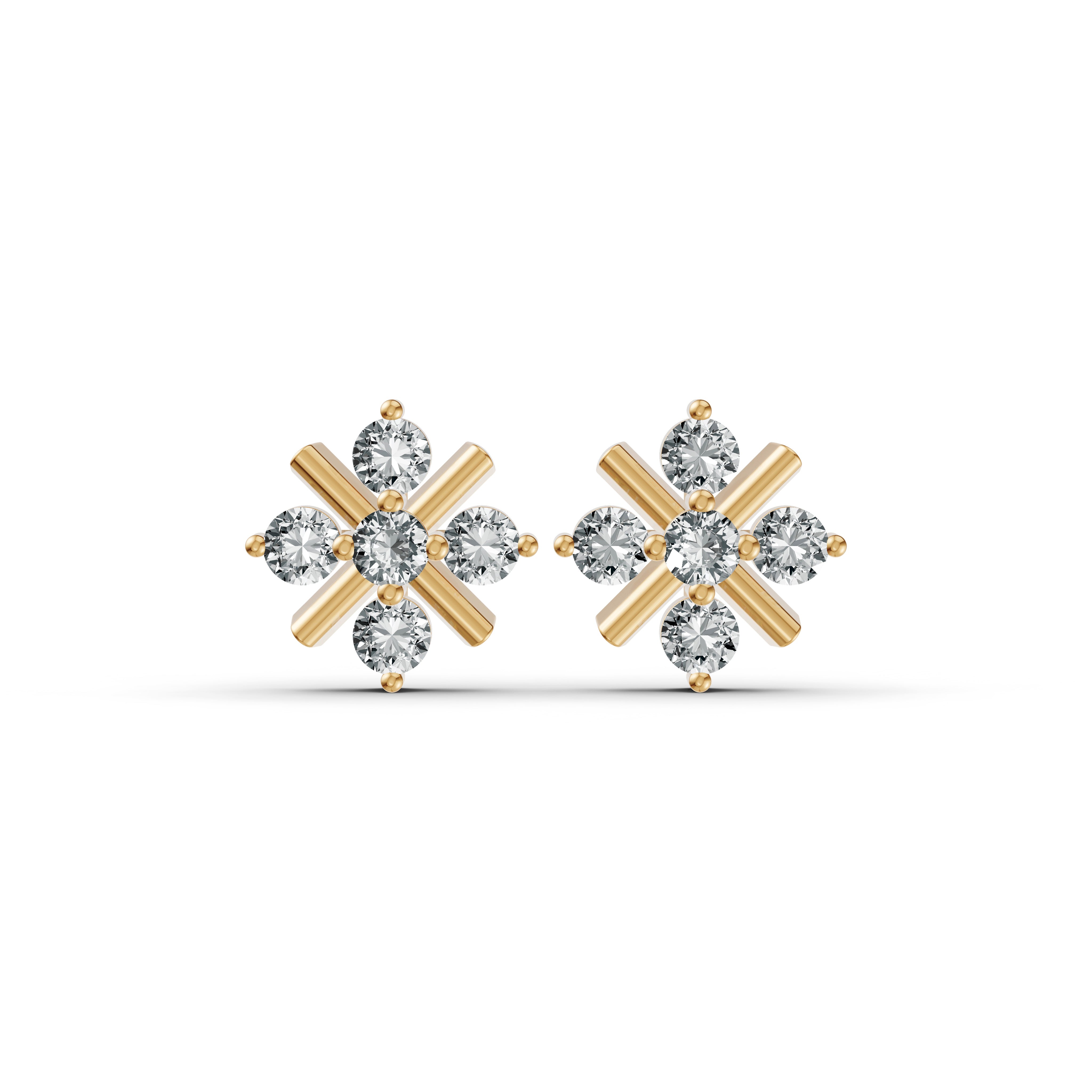Snowflake Diamond Stud Earrings