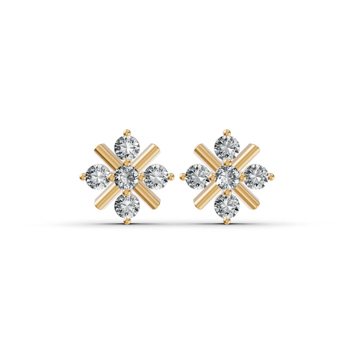 Snowflake Diamond Stud Earrings