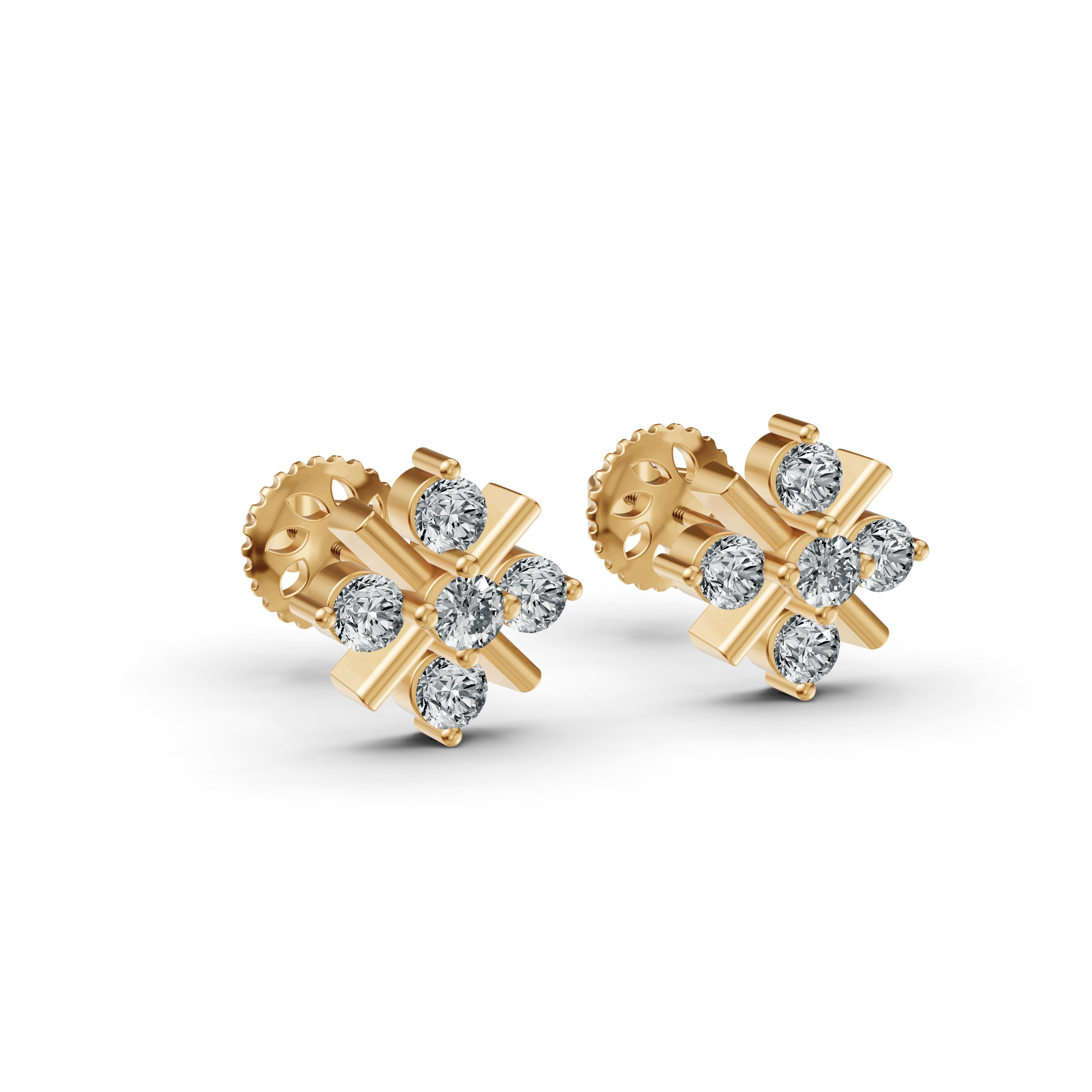 Snowflake Diamond Stud Earrings
