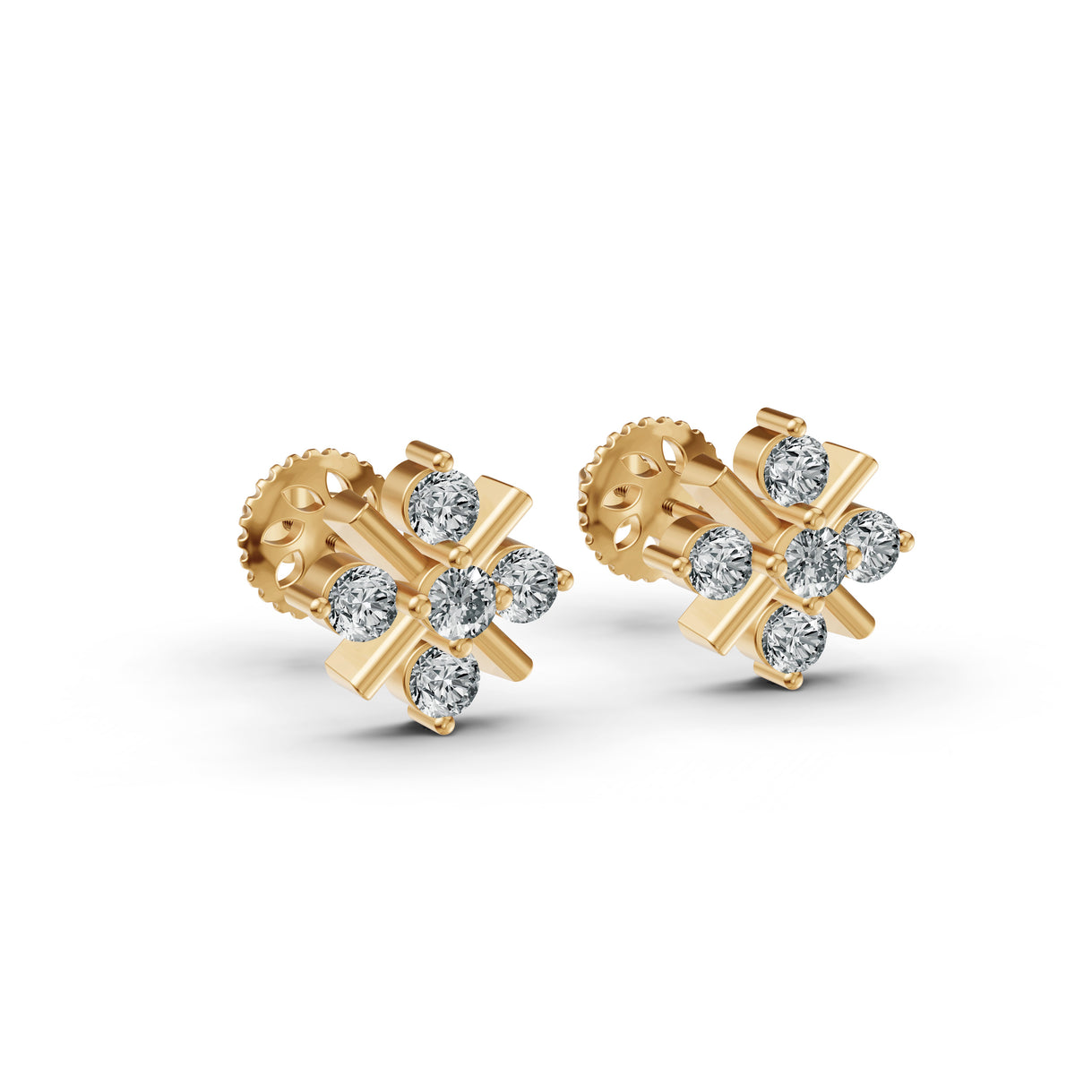 Snowflake Diamond Stud Earrings
