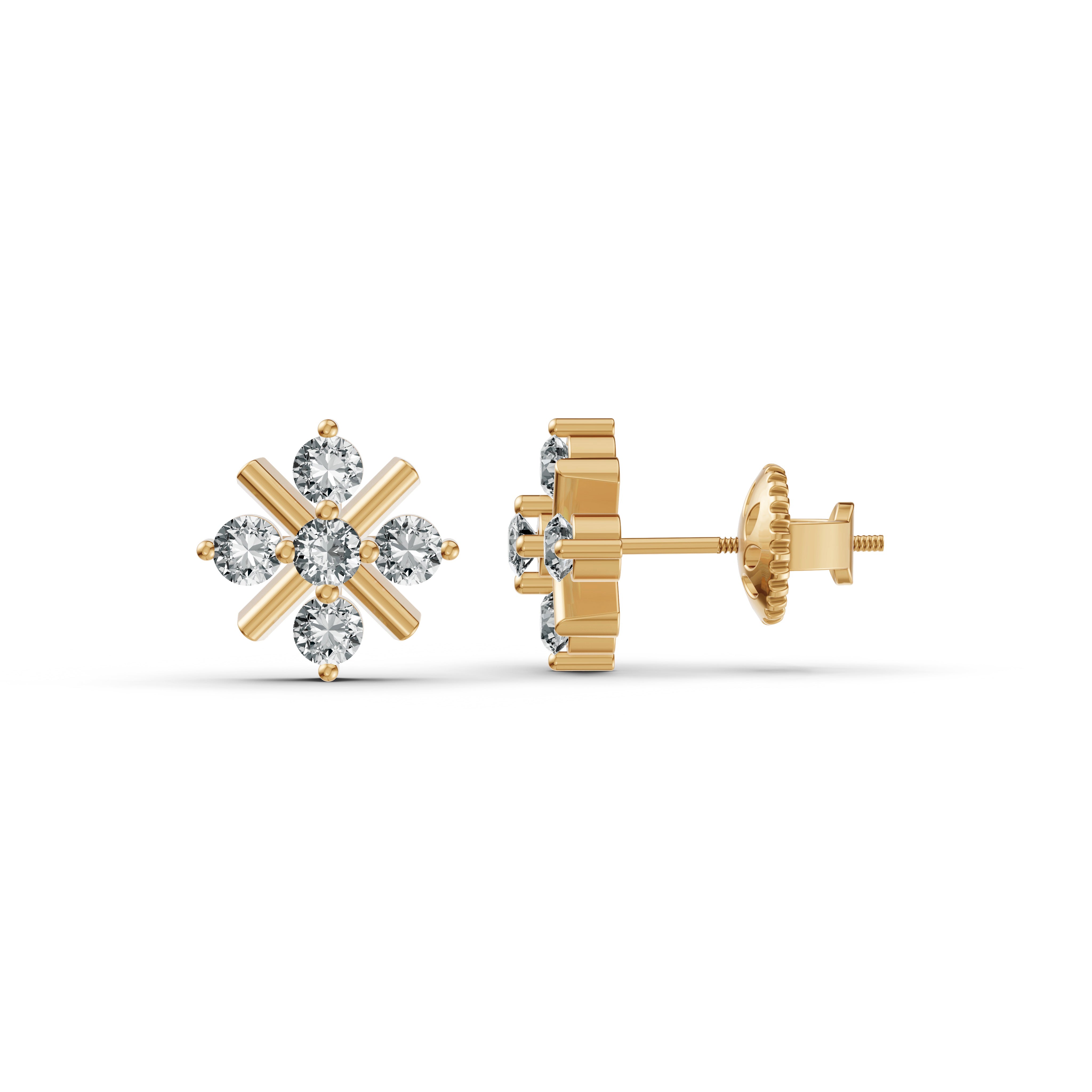 Snowflake Diamond Stud Earrings