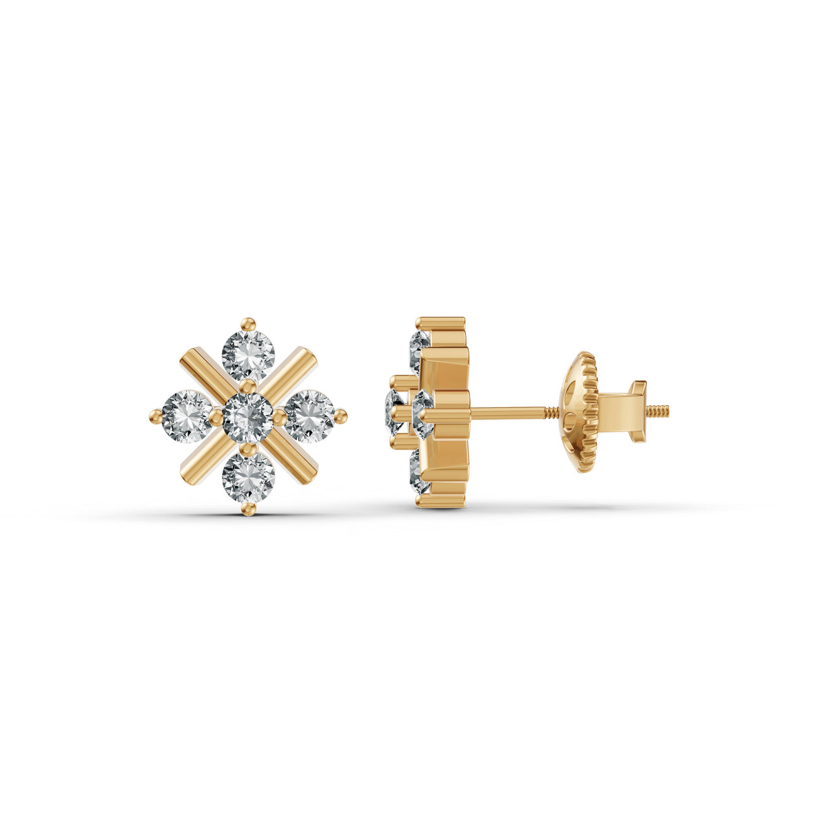 Snowflake Diamond Stud Earrings