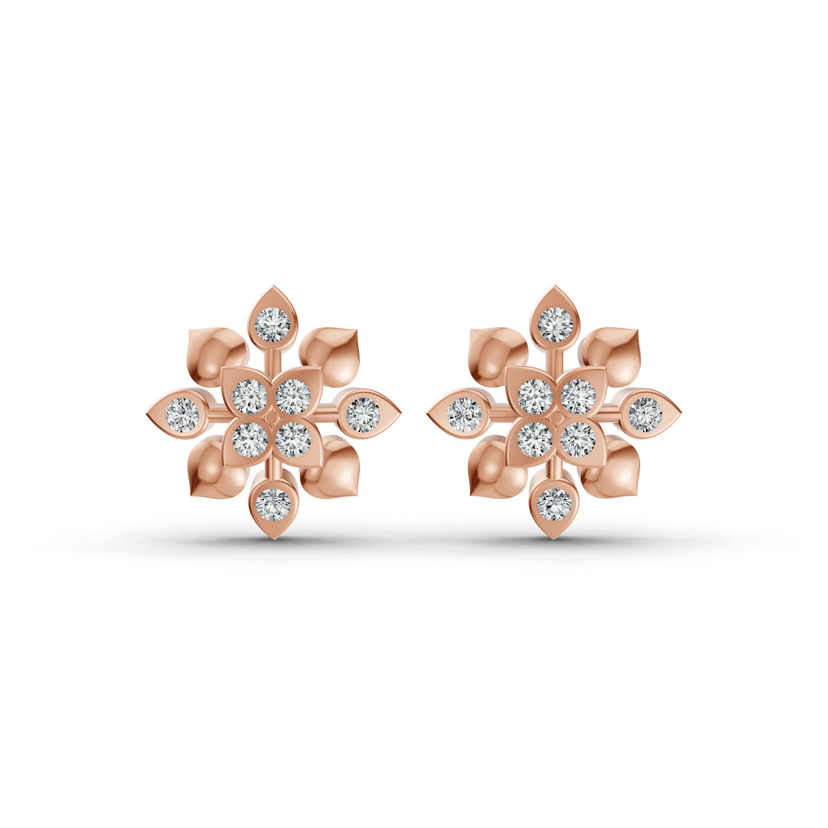 Radiant Bloom Diamond Stud Earrings