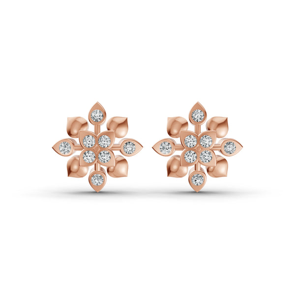 Radiant Bloom Diamond Stud Earrings