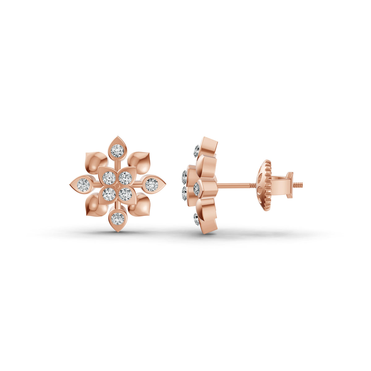 Radiant Bloom Diamond Stud Earrings