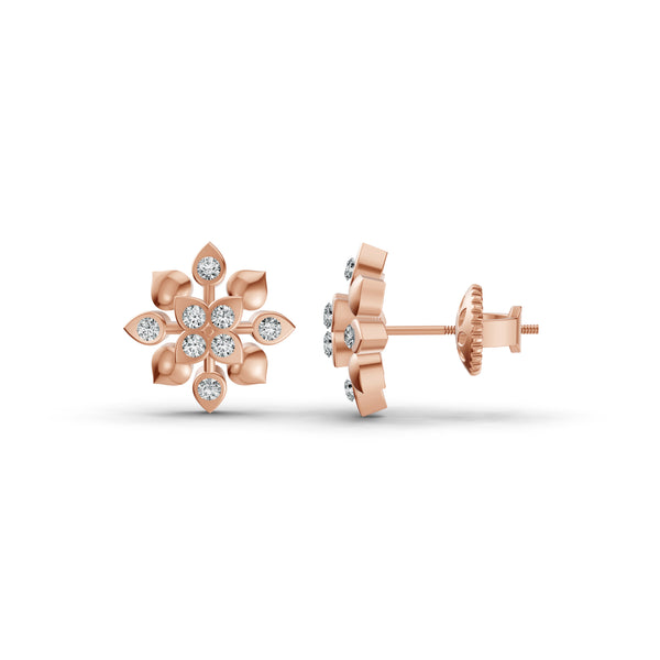Radiant Bloom Diamond Stud Earrings