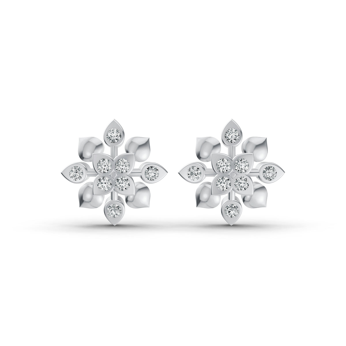 Radiant Bloom Diamond Stud Earrings