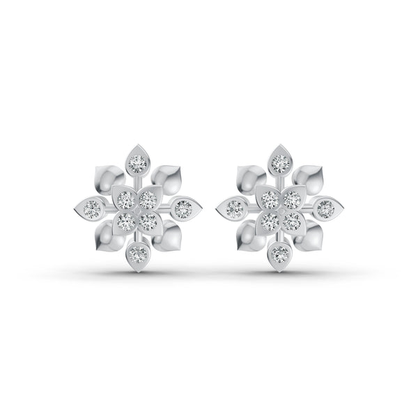 Radiant Bloom Diamond Stud Earrings