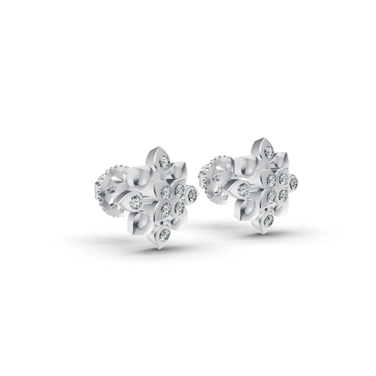Radiant Bloom Diamond Stud Earrings