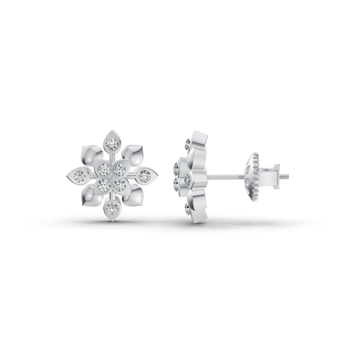 Radiant Bloom Diamond Stud Earrings