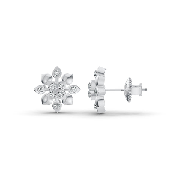 Radiant Bloom Diamond Stud Earrings